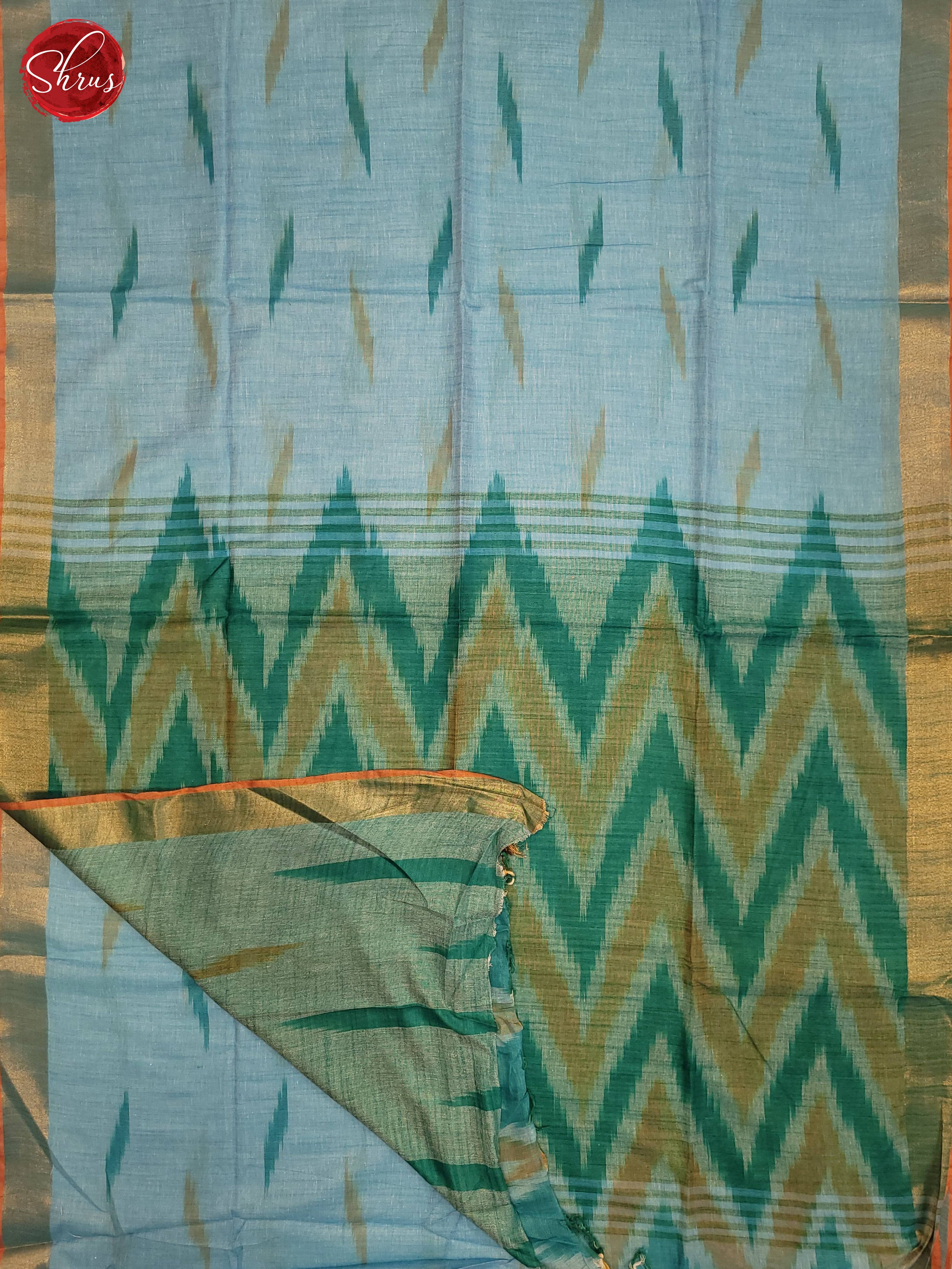 Blue and green - Semi Ikkat Saree - Shop on ShrusEternity.com