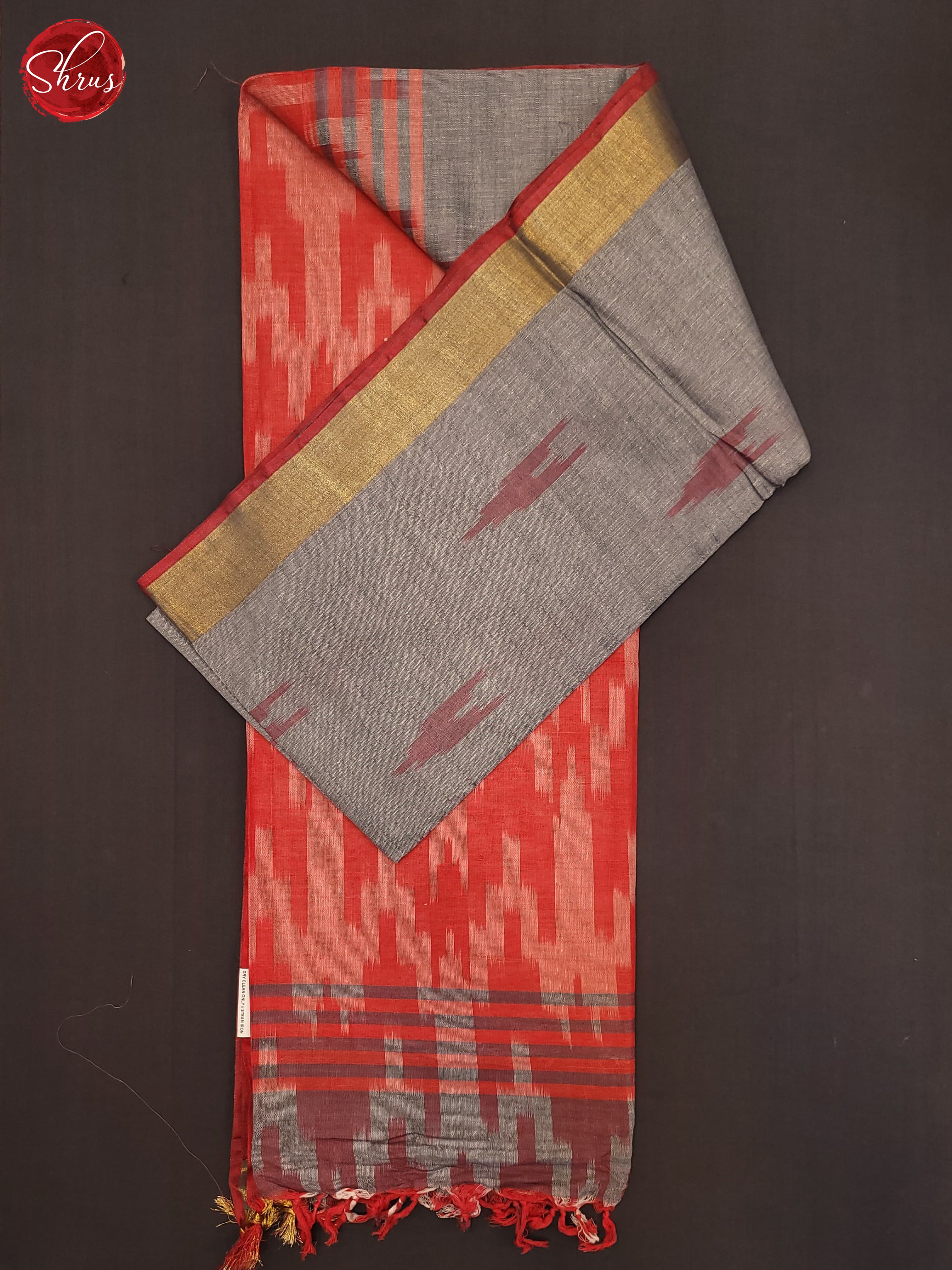 Grey and pink- Semi Ikkat Saree - Shop on ShrusEternity.com