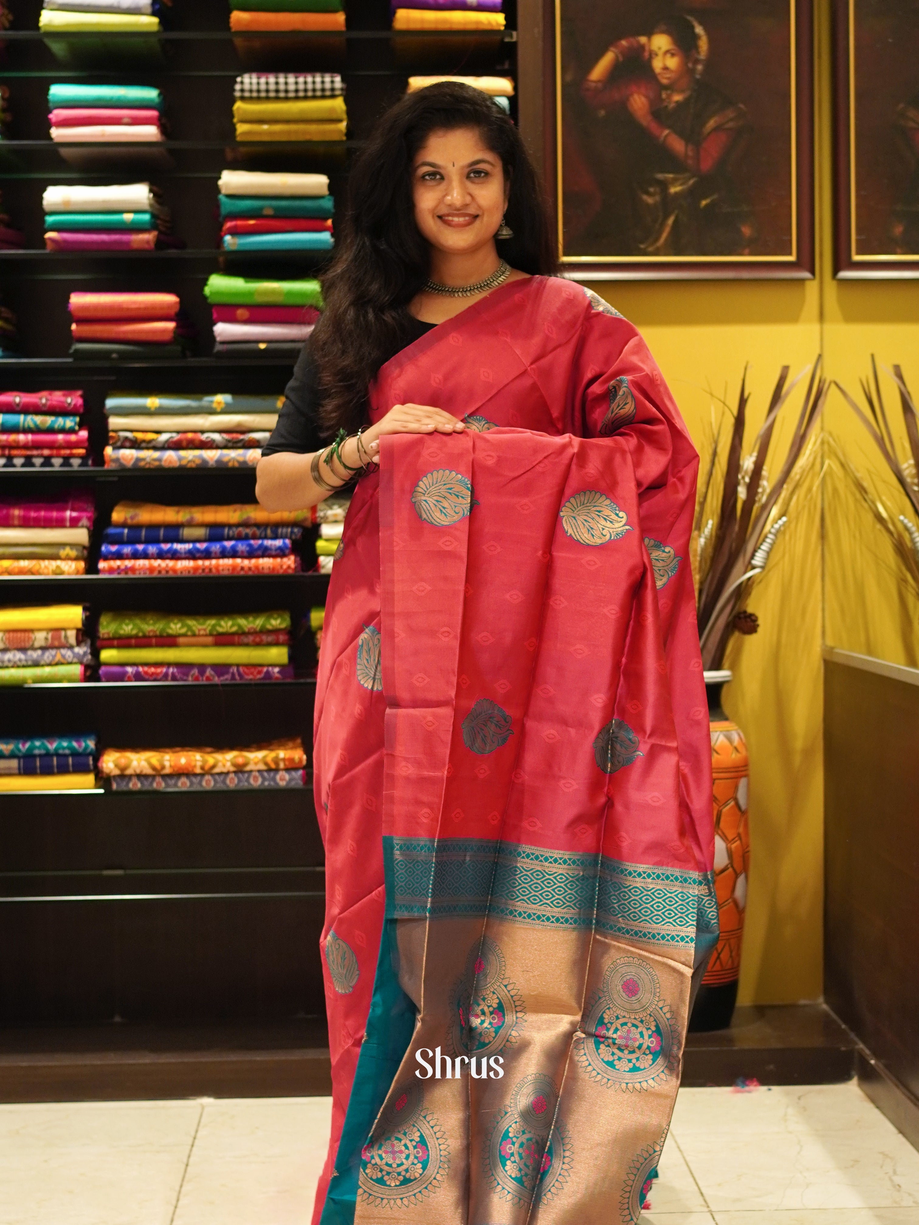 pink and green - Semi Soft Silk Saree - Shop on ShrusEternity.com