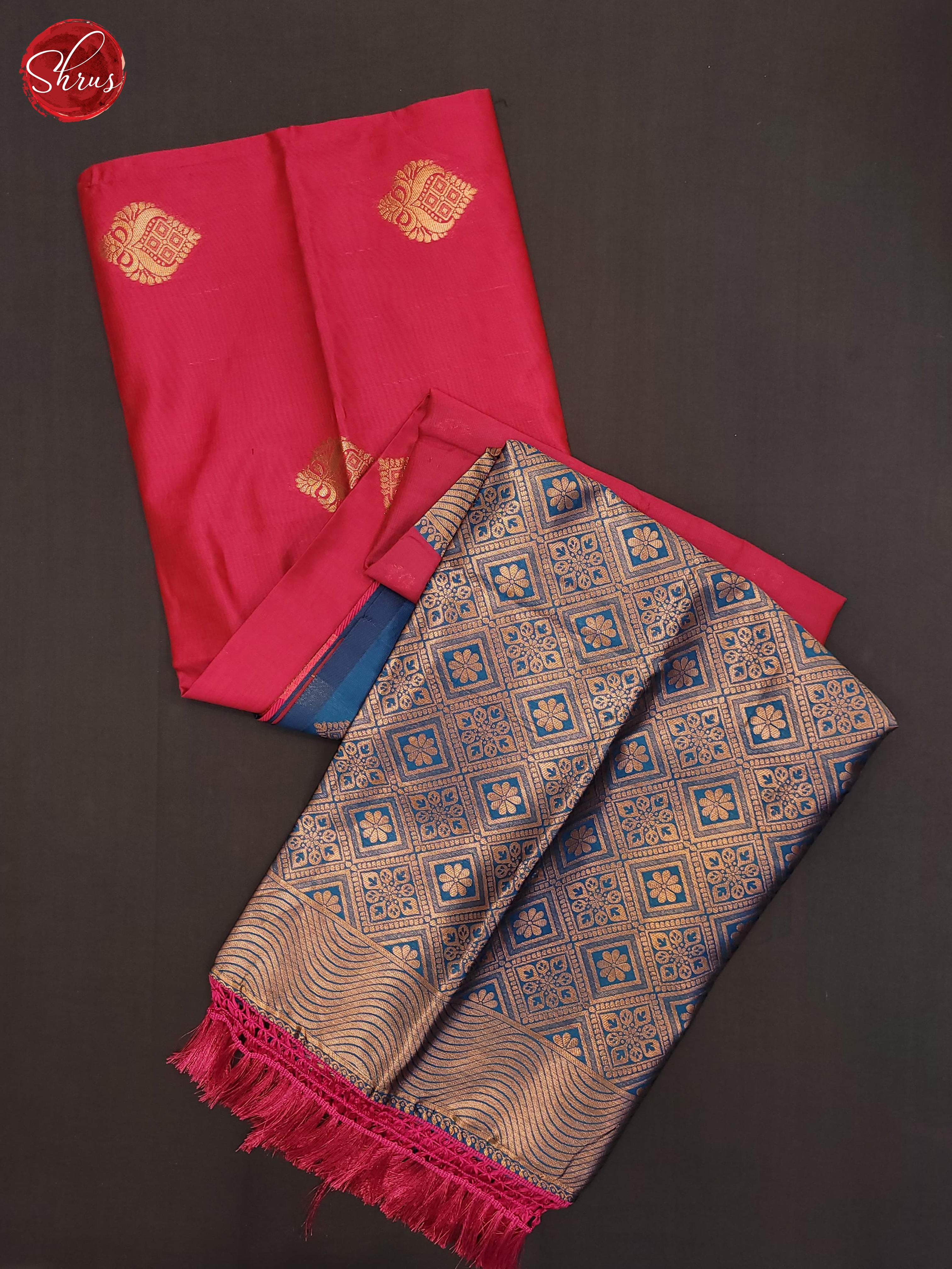 Pink and blue-Semi Soft Silk Saree - Shop on ShrusEternity.com