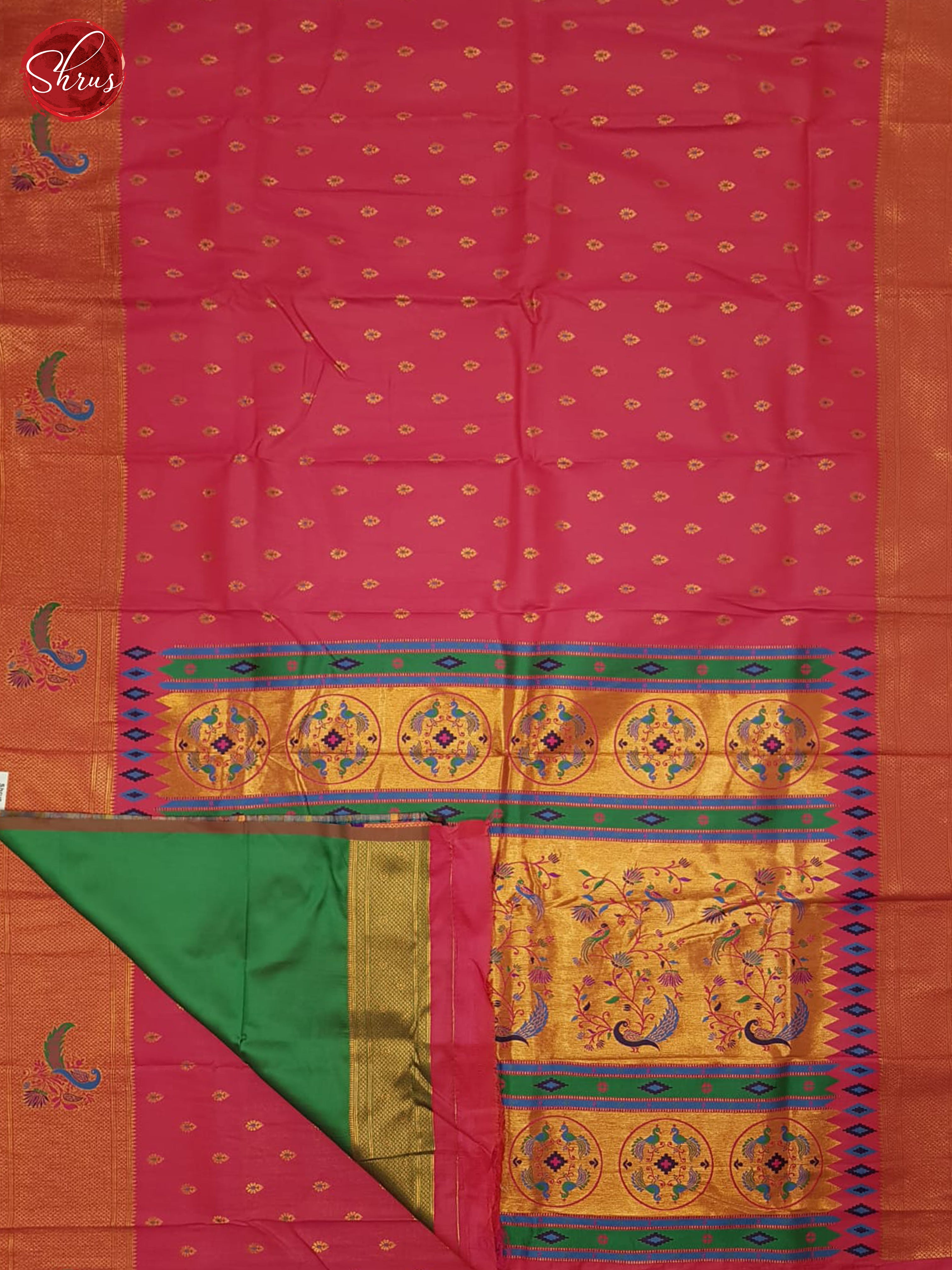 Pink & Green- Semi Paithani - Shop on ShrusEternity.com