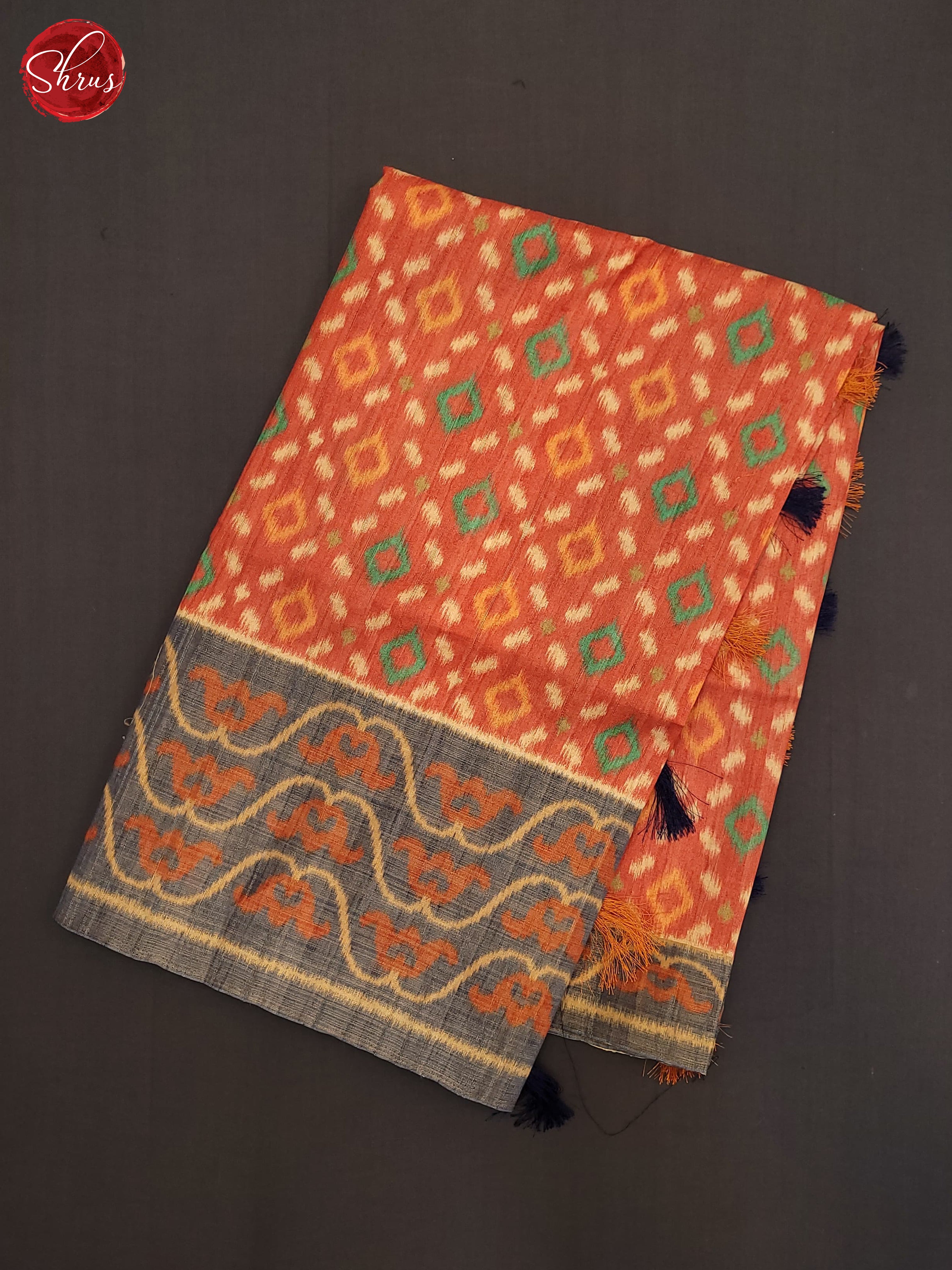 Orange & Blue - Semi Pochampally Saree - Shop on ShrusEternity.com