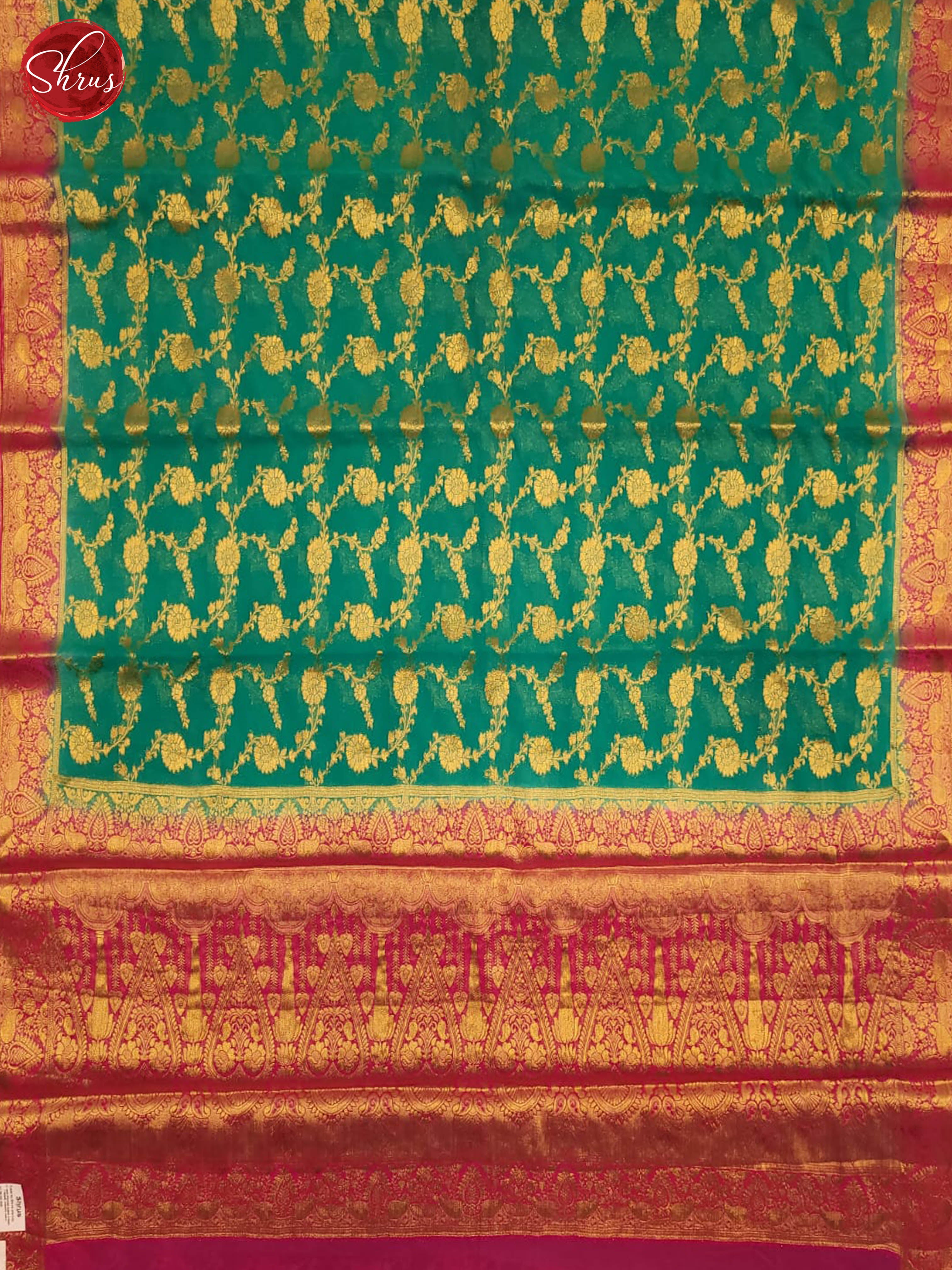 Green and pink- Semi Pochampally Saree - Shop on ShrusEternity.com