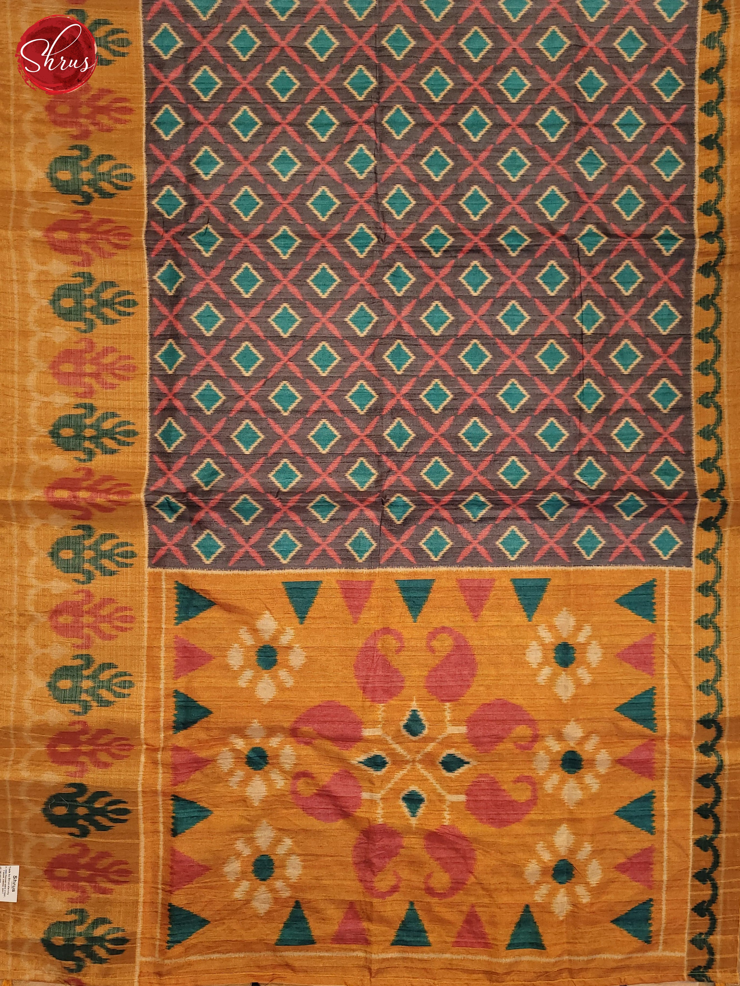 Grey & Brown- Semi Pochampally Saree - Shop on ShrusEternity.com