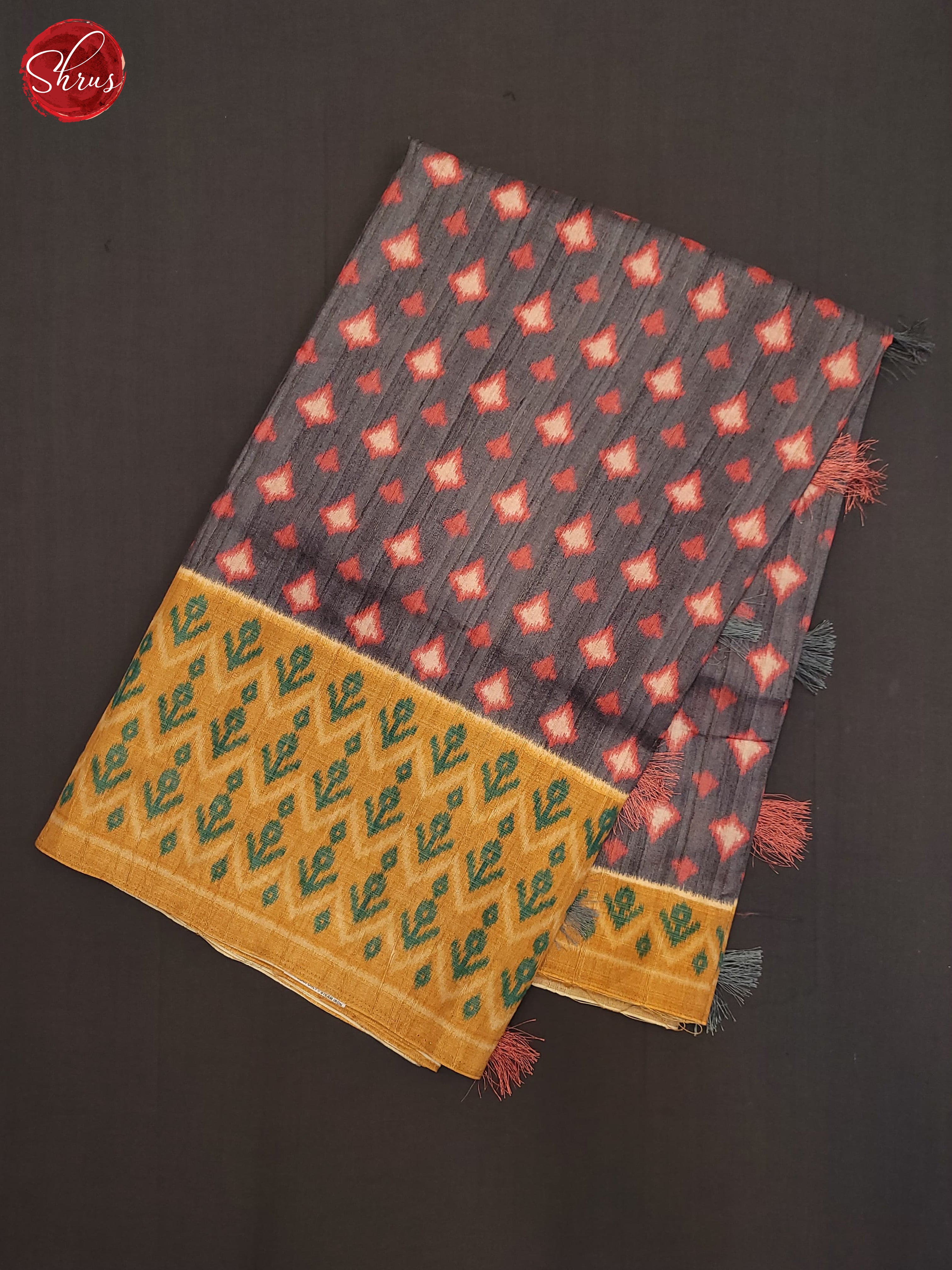 Grey & brown- Semi Pochampally Saree - Shop on ShrusEternity.com