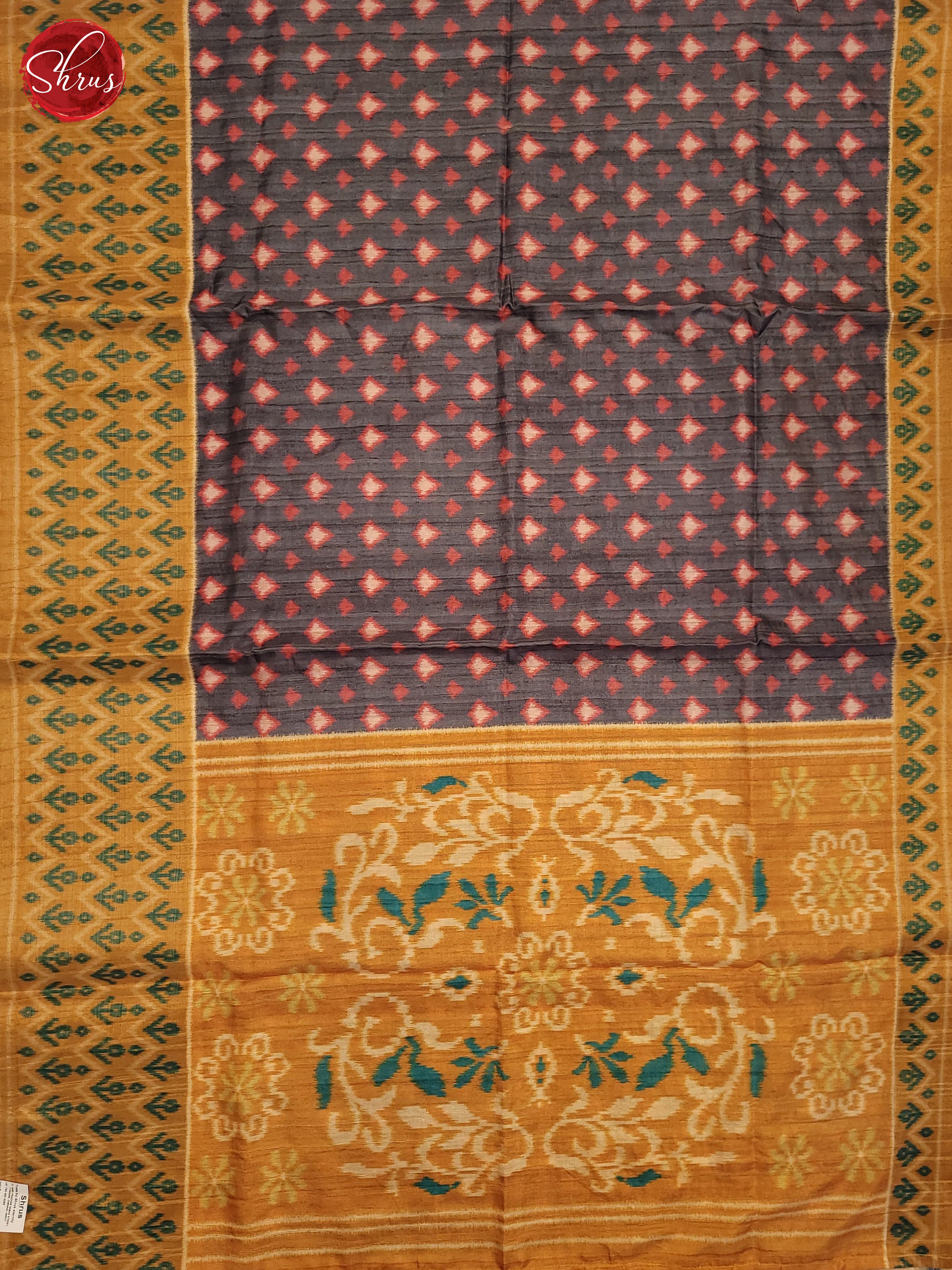 Grey & brown- Semi Pochampally Saree - Shop on ShrusEternity.com