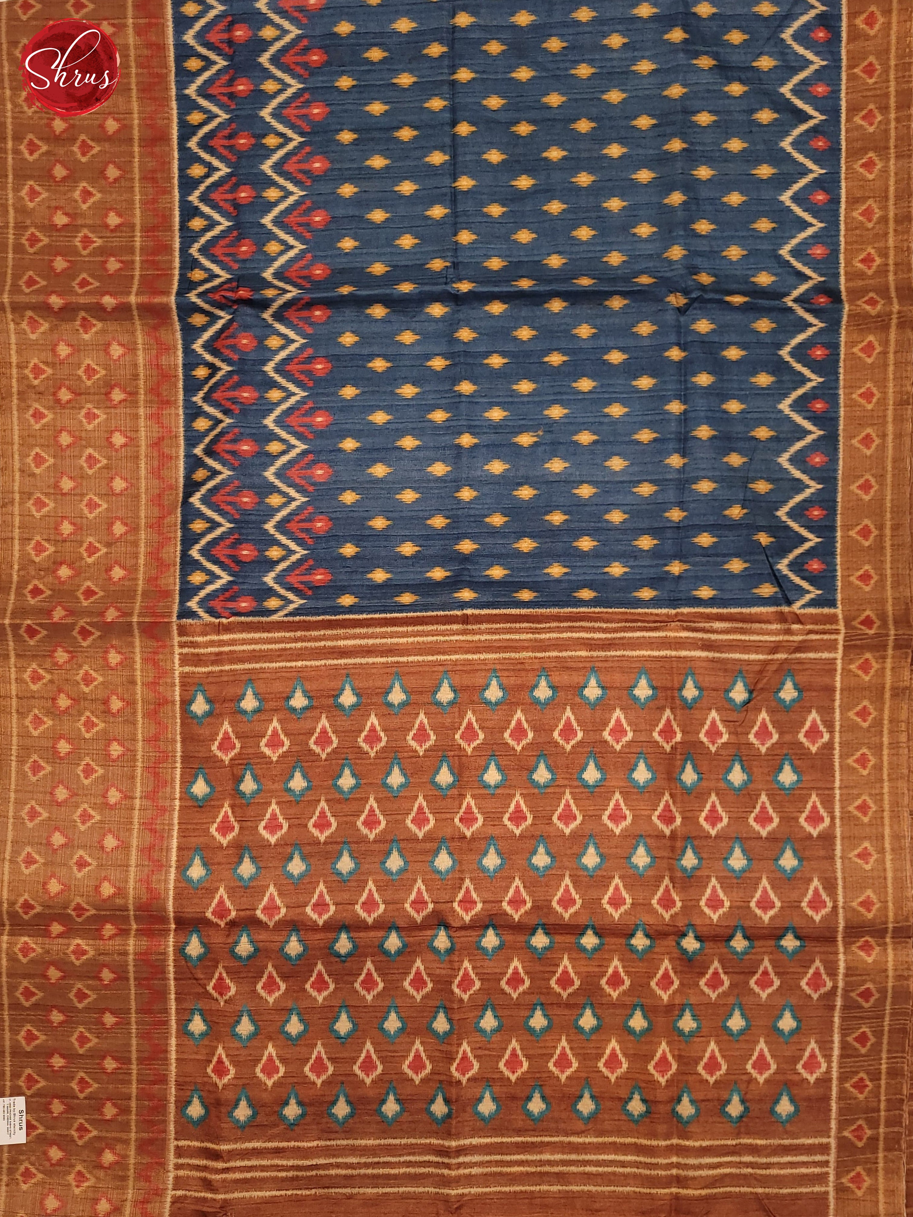 Blue & Brown - Semi Pochampally Saree - Shop on ShrusEternity.com