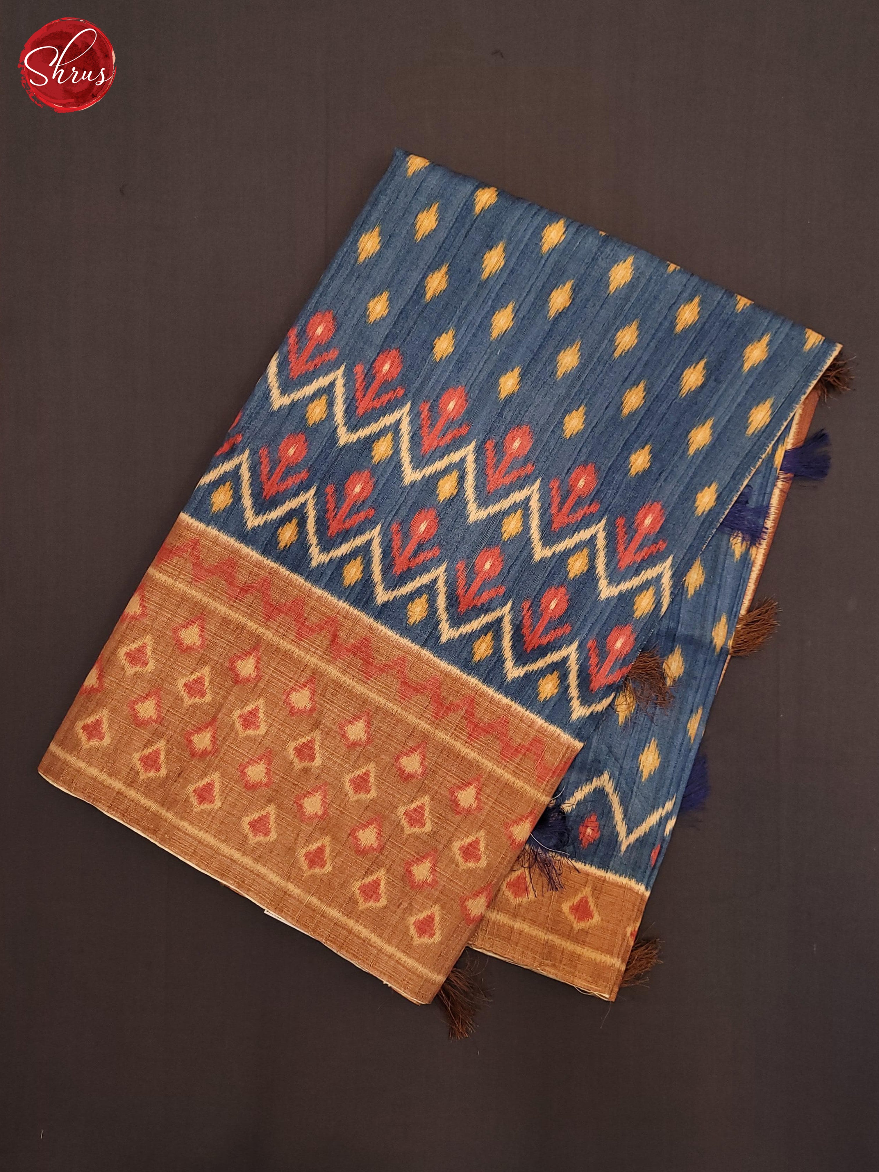 Blue & Brown - Semi Pochampally Saree - Shop on ShrusEternity.com