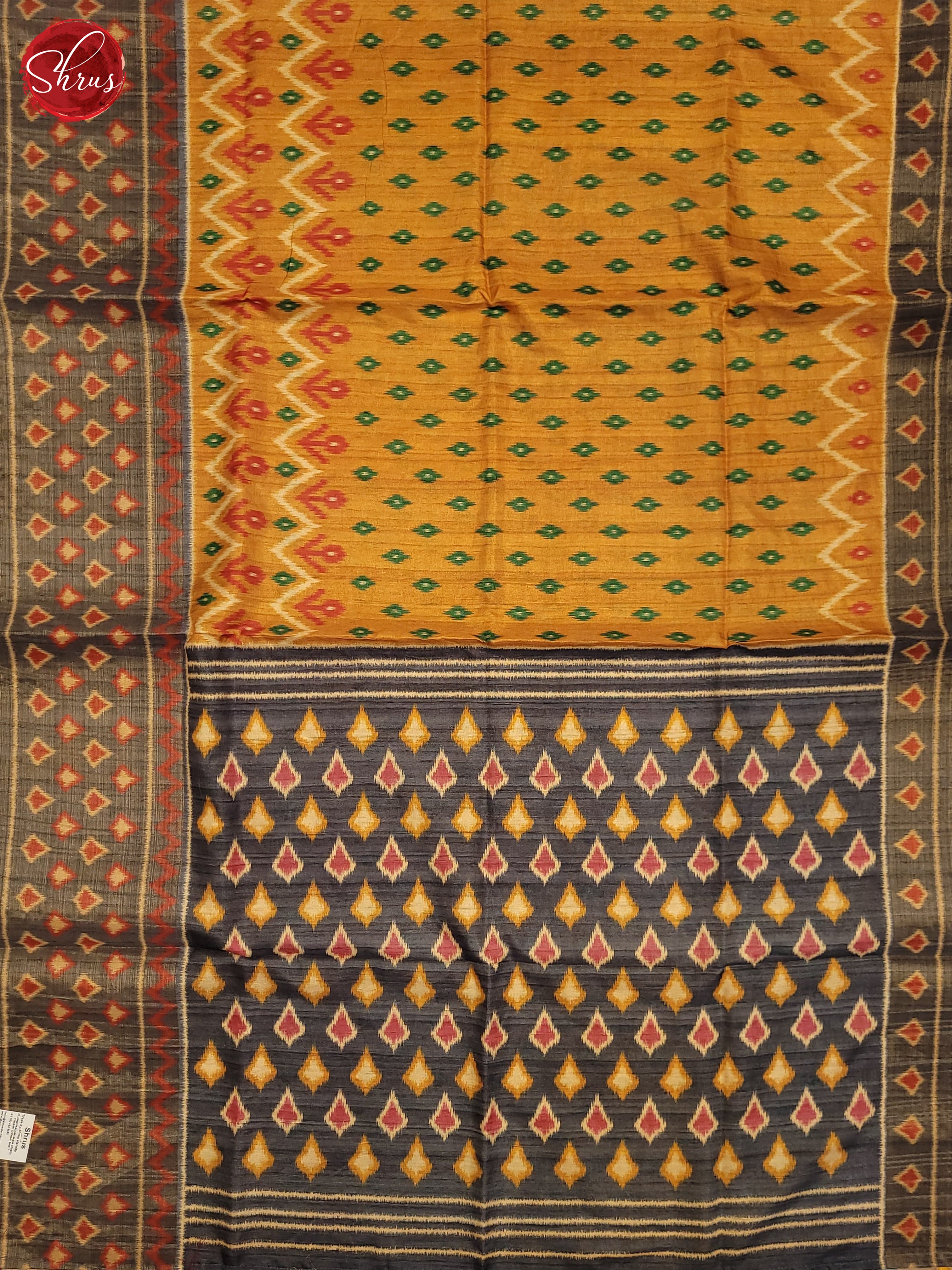 Yellow & Grey - Semi Pochampally Saree - Shop on ShrusEternity.com