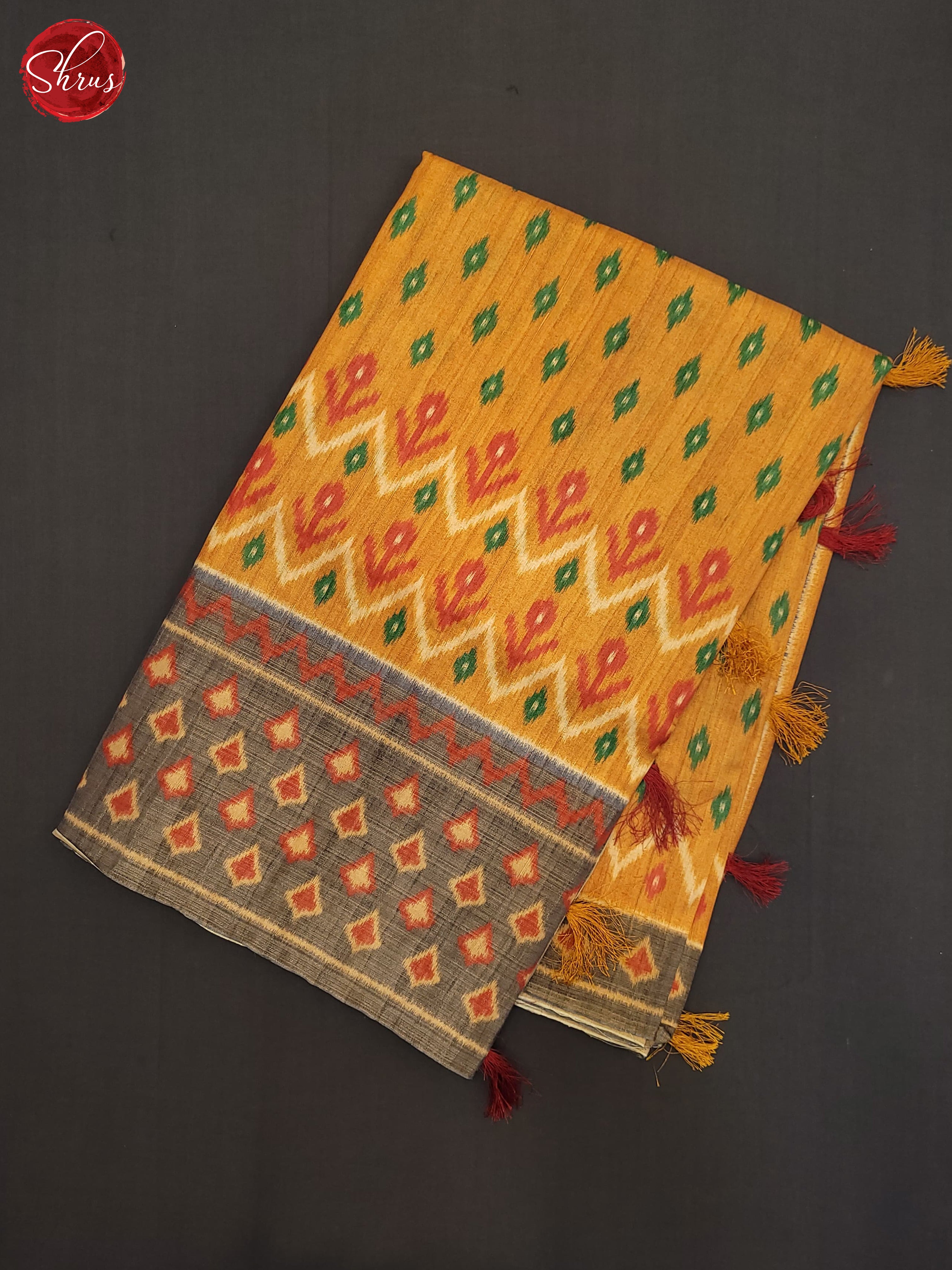 Yellow & Grey - Semi Pochampally Saree - Shop on ShrusEternity.com