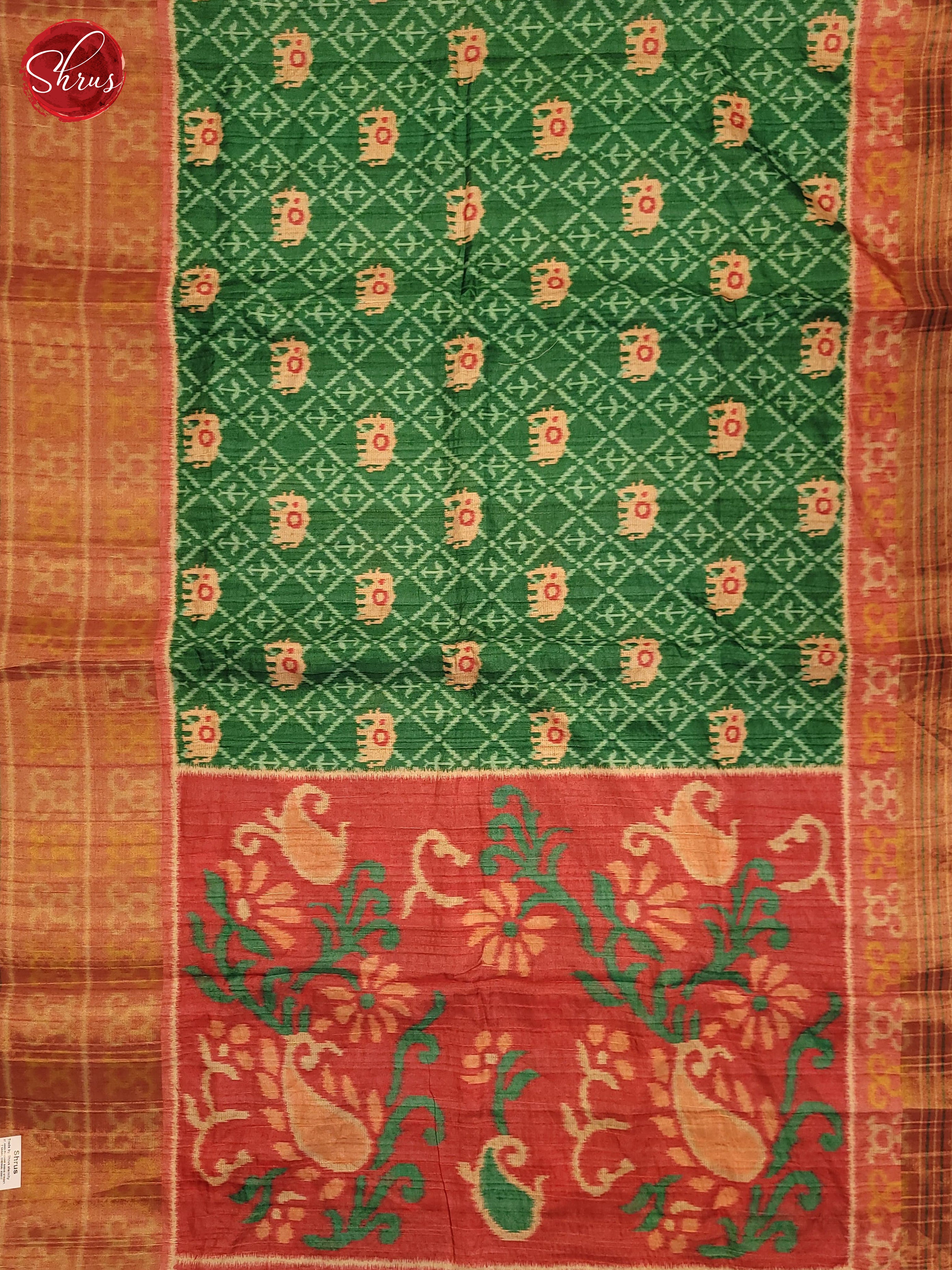 Green & Red - Semi Pochampally Saree - Shop on ShrusEternity.com