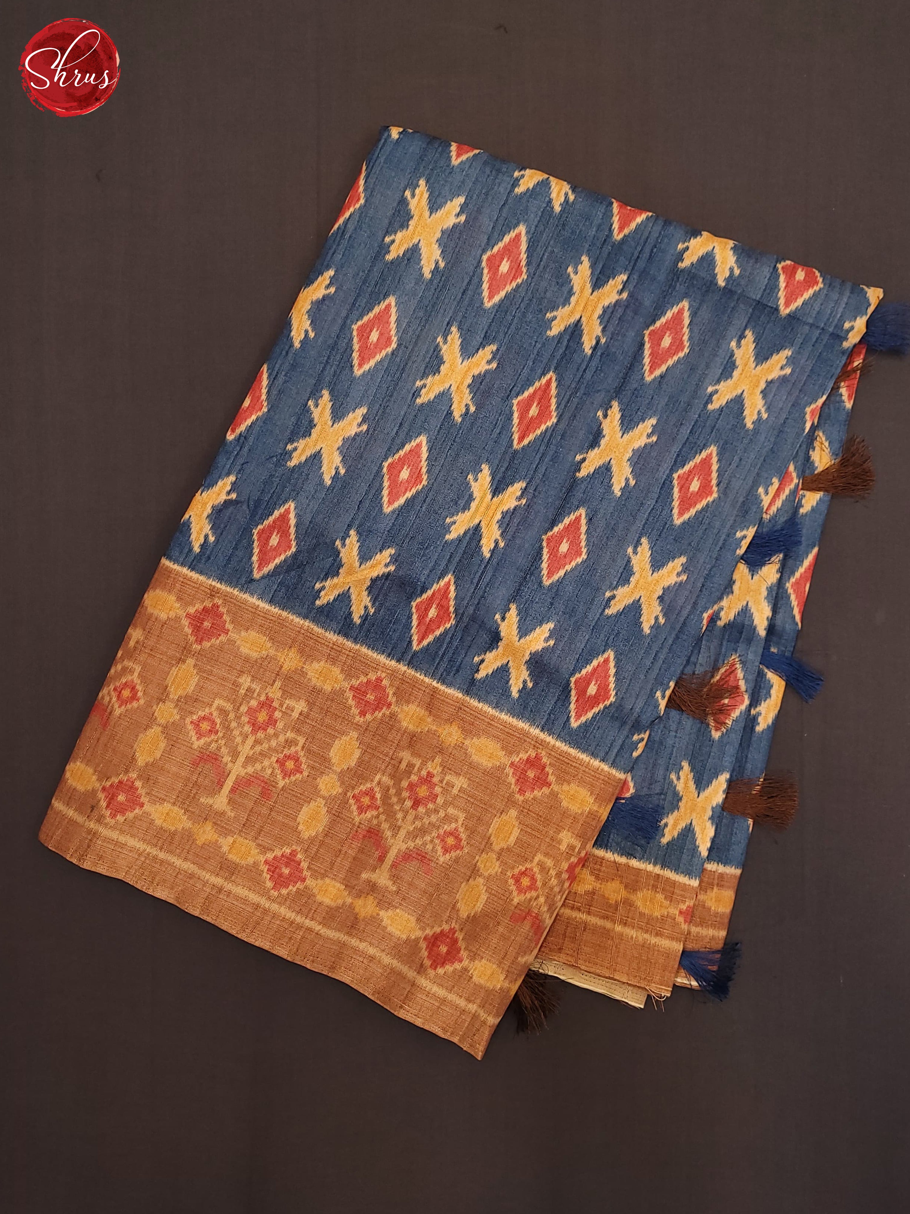 Blue & Brown- Semi Pochampally Saree - Shop on ShrusEternity.com