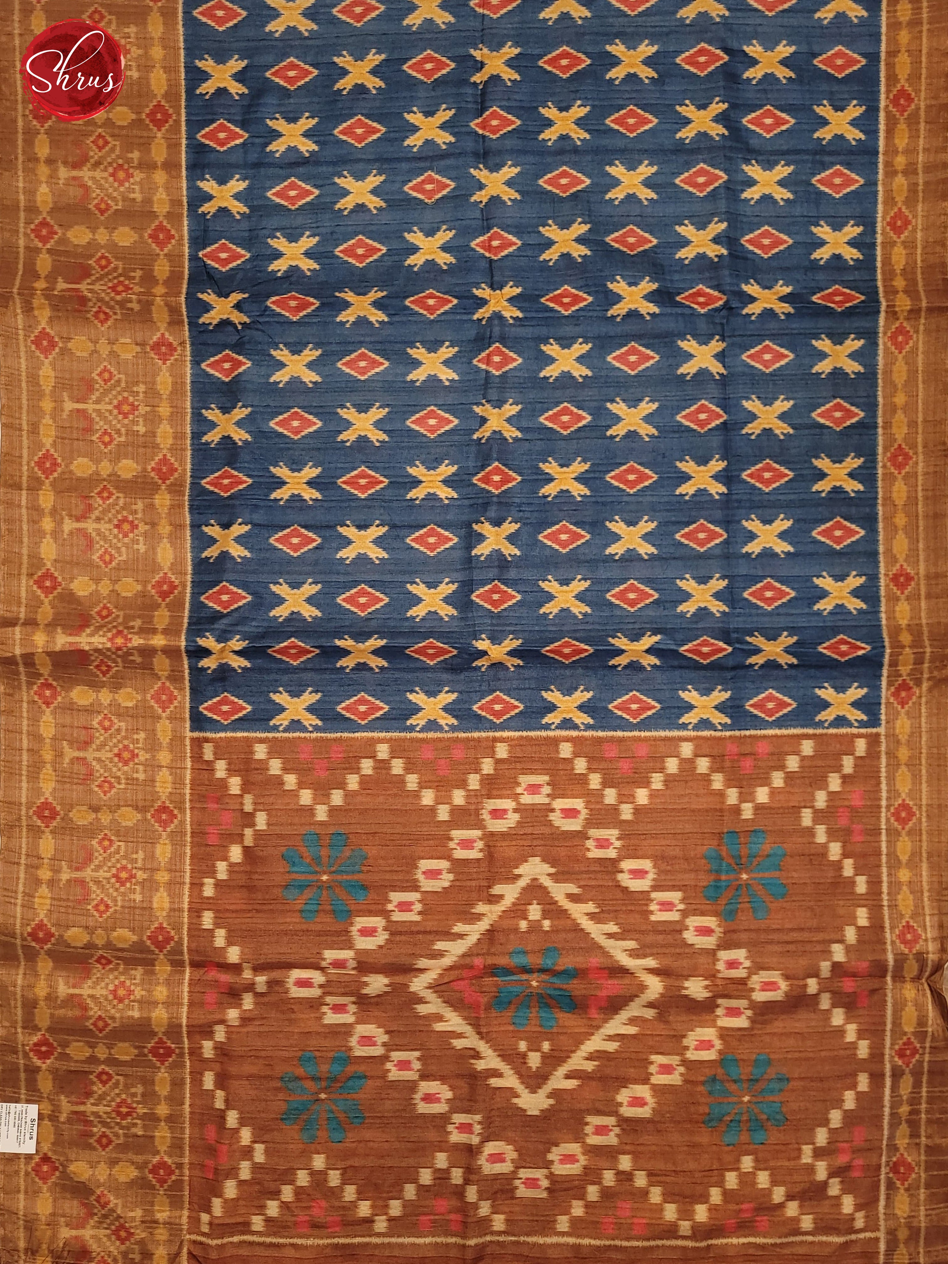 Blue & Brown- Semi Pochampally Saree - Shop on ShrusEternity.com