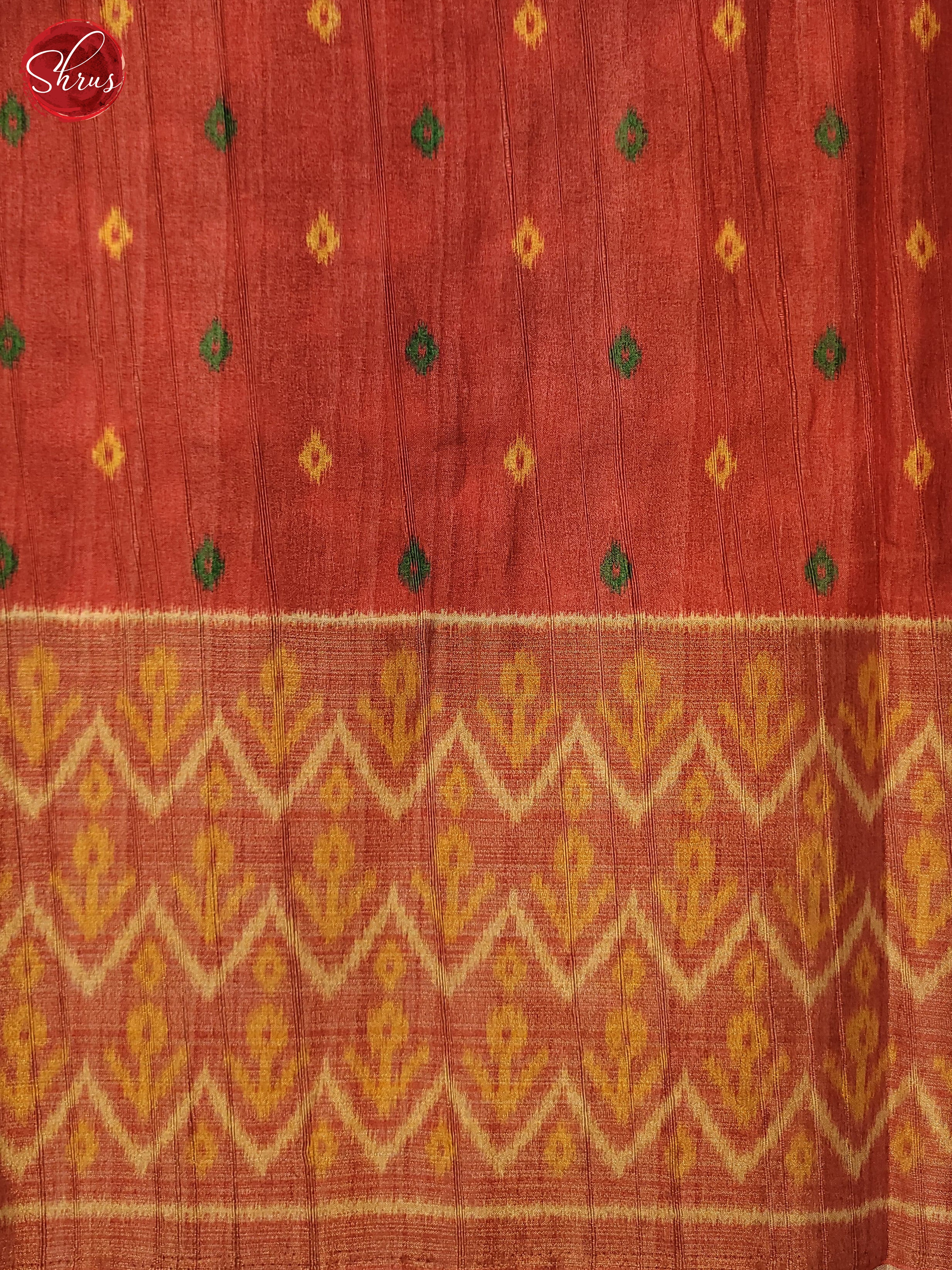 Green & Red - Semi Pochampally Saree - Shop on ShrusEternity.com