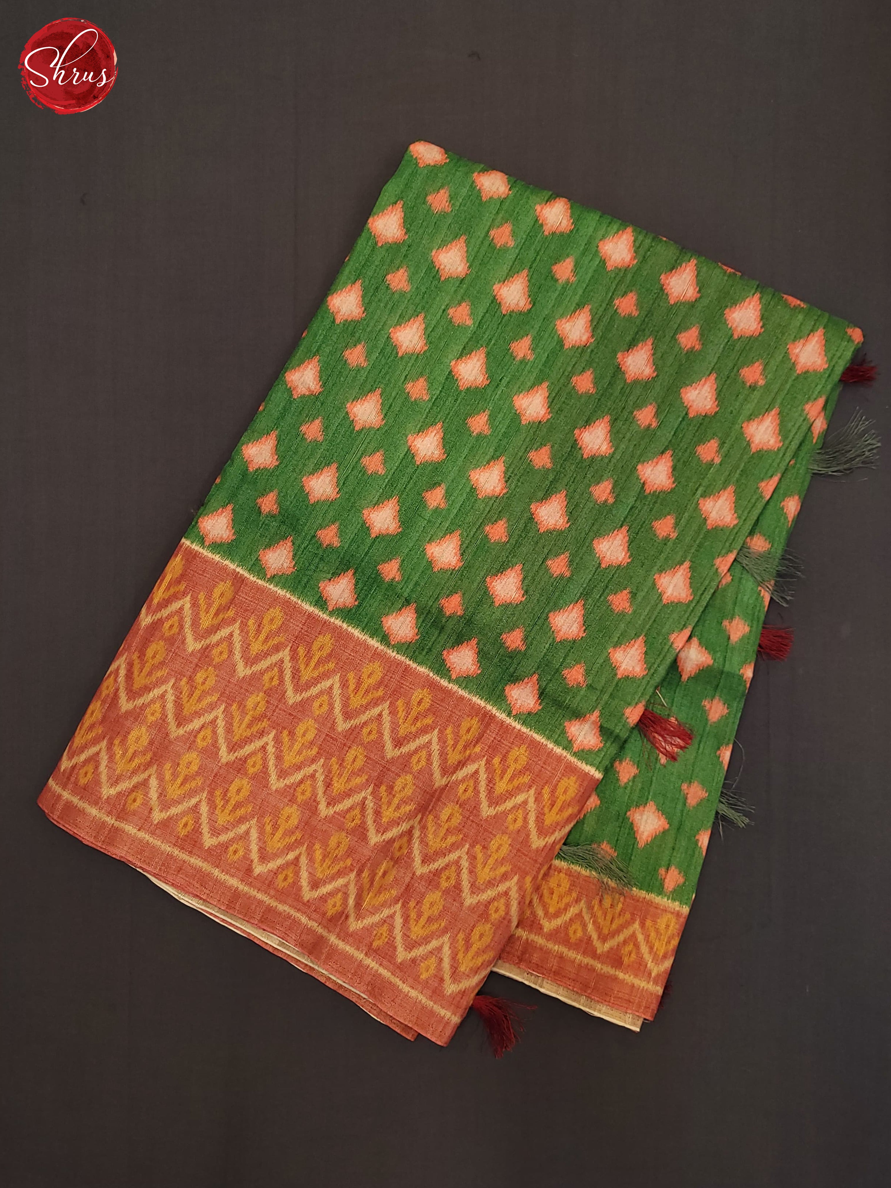 Green & Red - Semi Pochampally Saree - Shop on ShrusEternity.com
