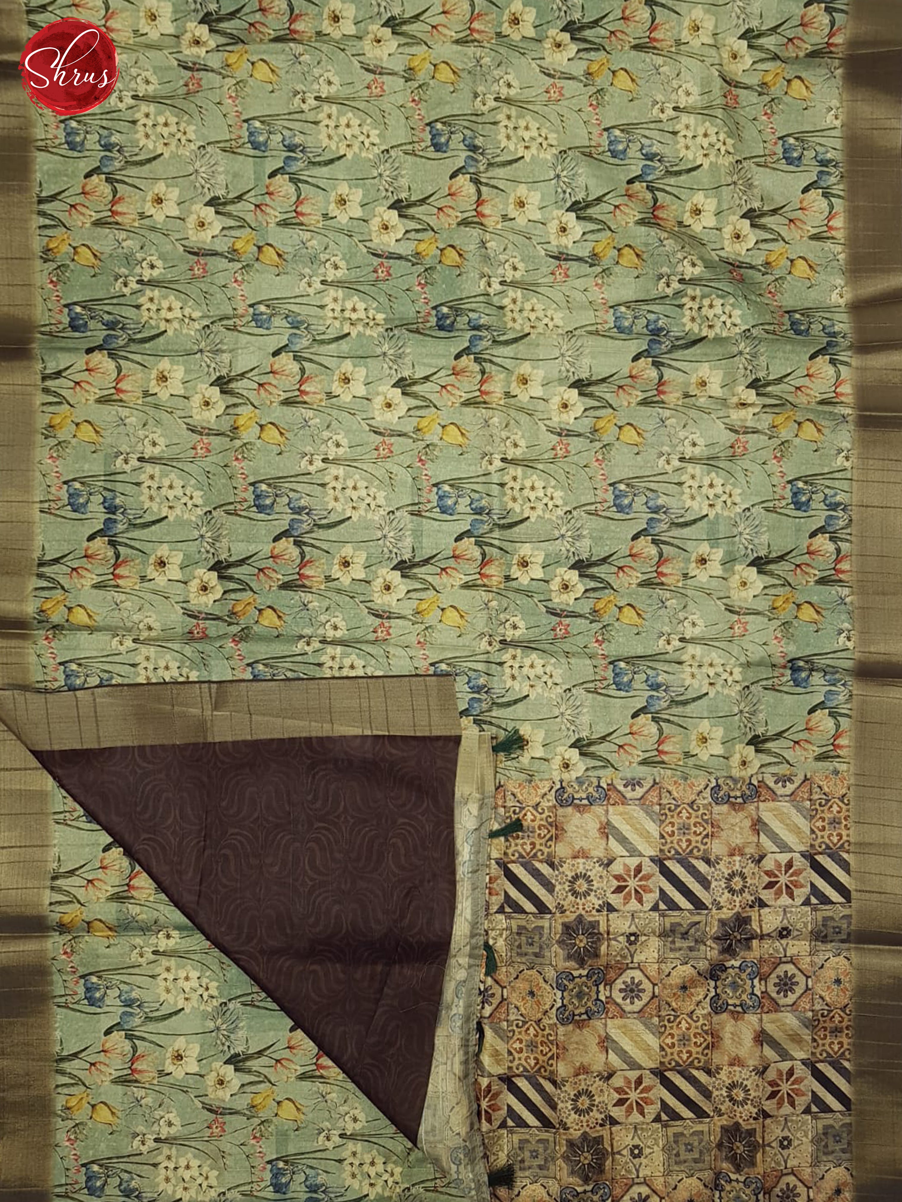 Green & Brown - Semi Tussar Saree - Shop on ShrusEternity.com