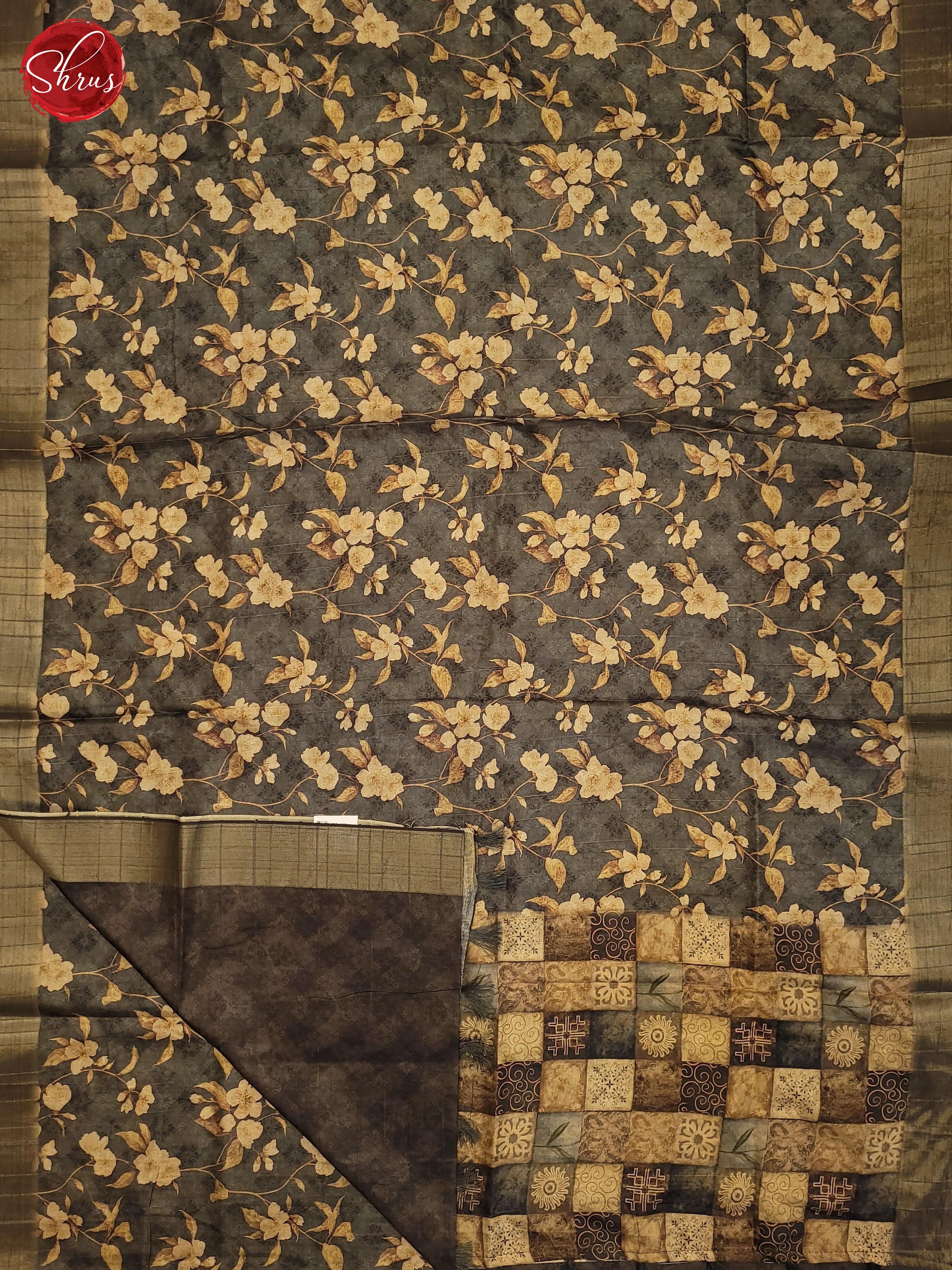 Grey(Single Tone) - Semi Tussar Saree - Shop on ShrusEternity.com