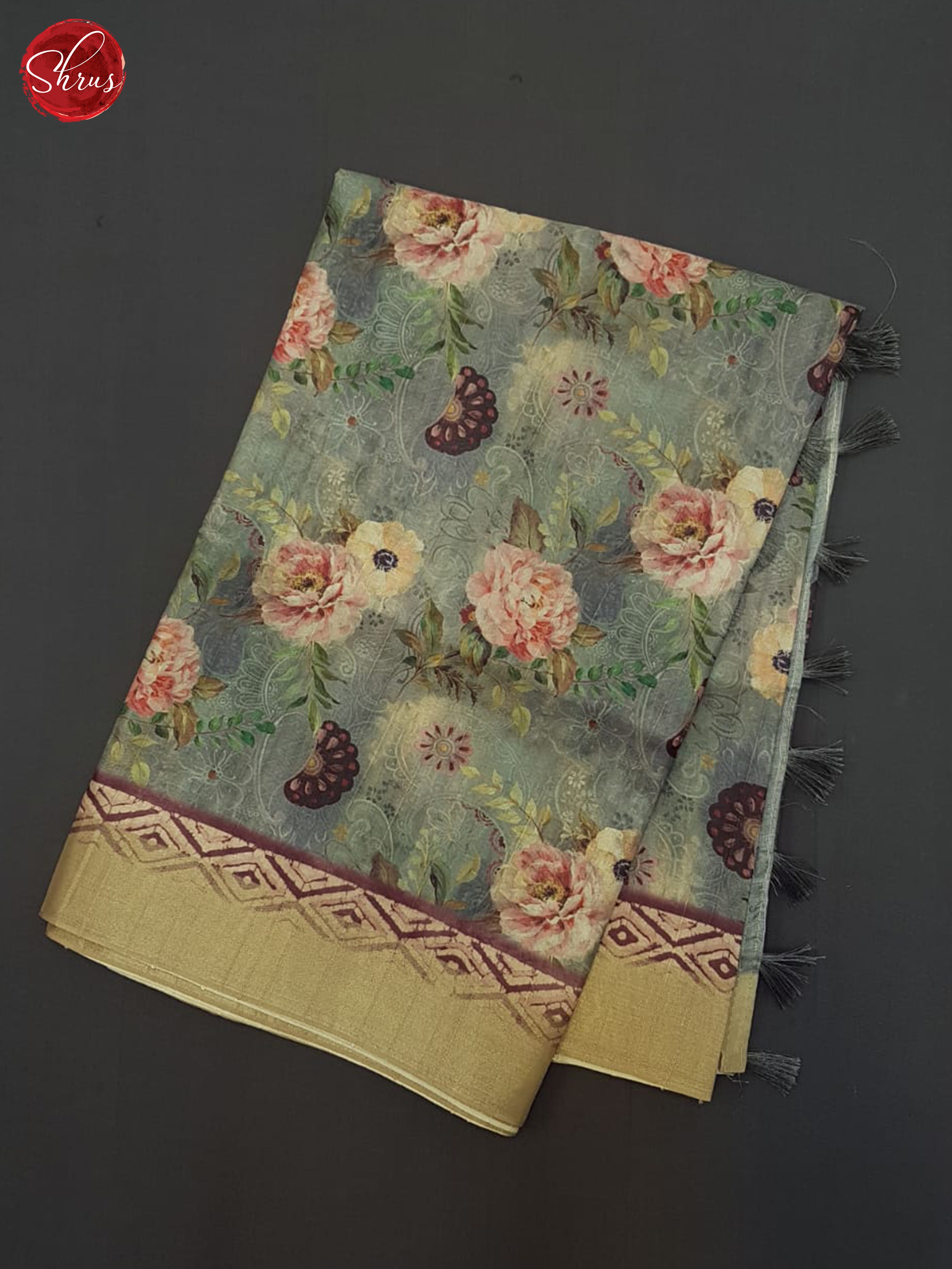 Grey & Maroon - Semi Tussar Saree - Shop on ShrusEternity.com