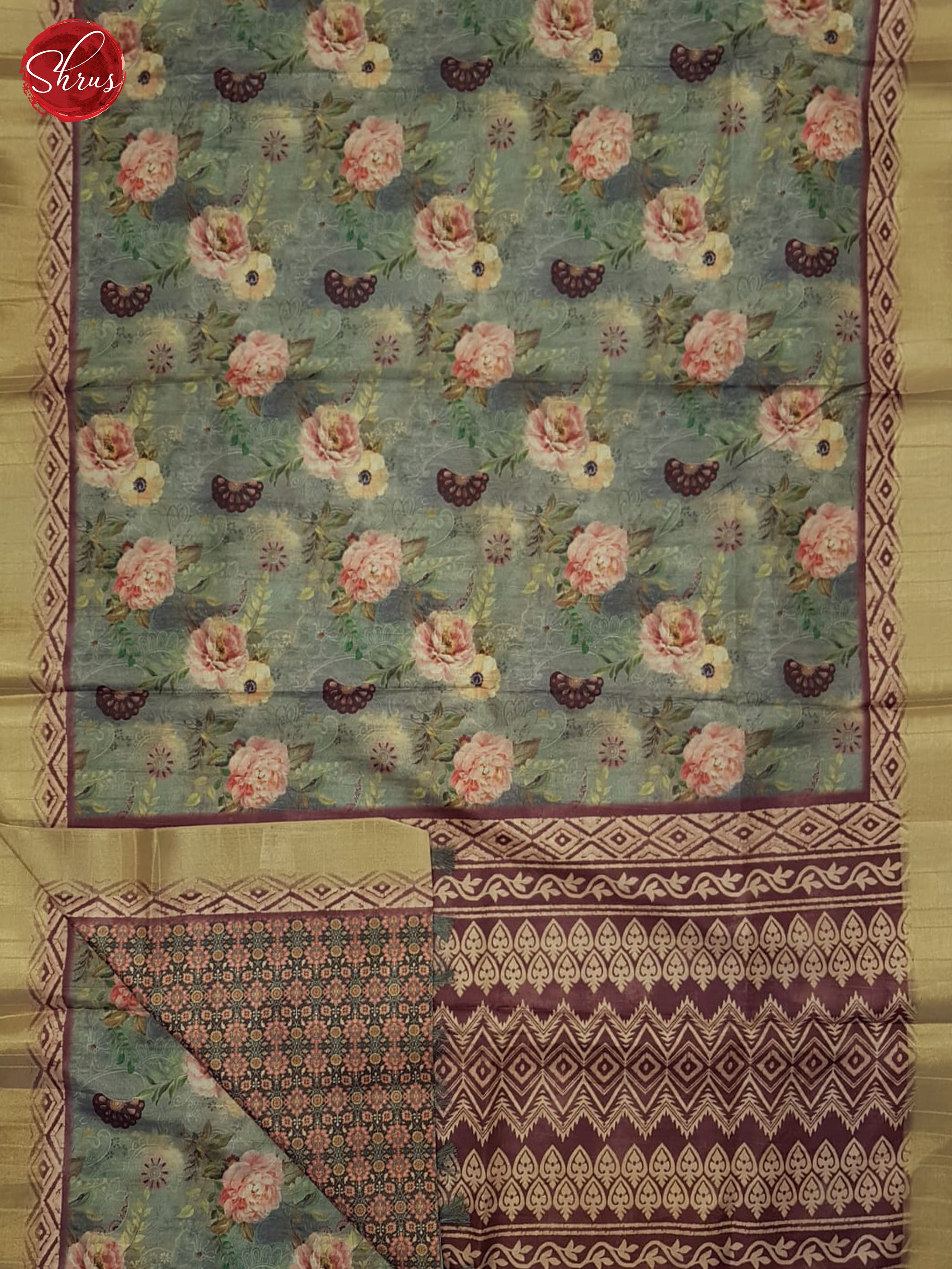 Grey & Maroon - Semi Tussar Saree - Shop on ShrusEternity.com