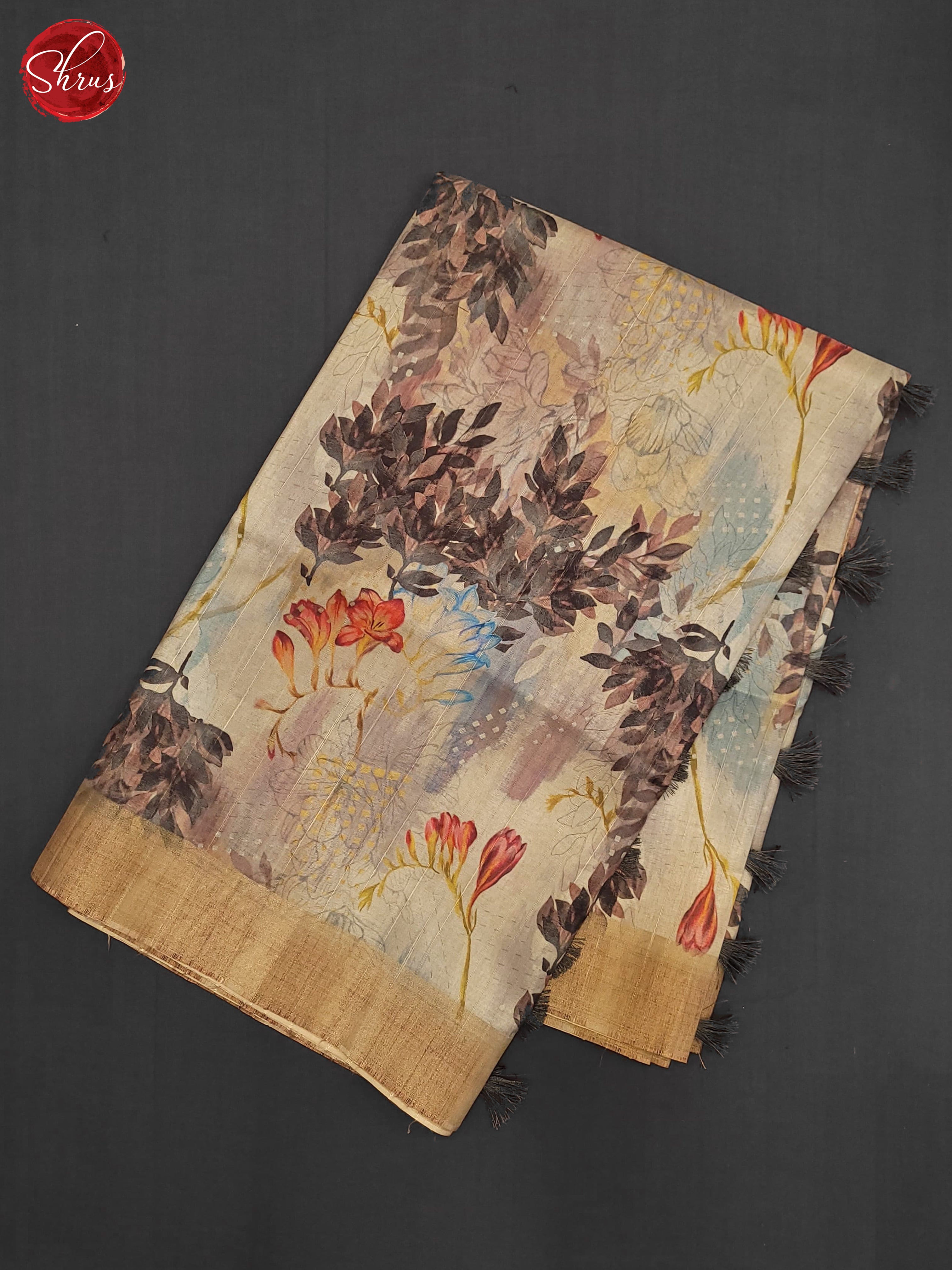 grey & Beige - Semi Tussar Saree - Shop on ShrusEternity.com