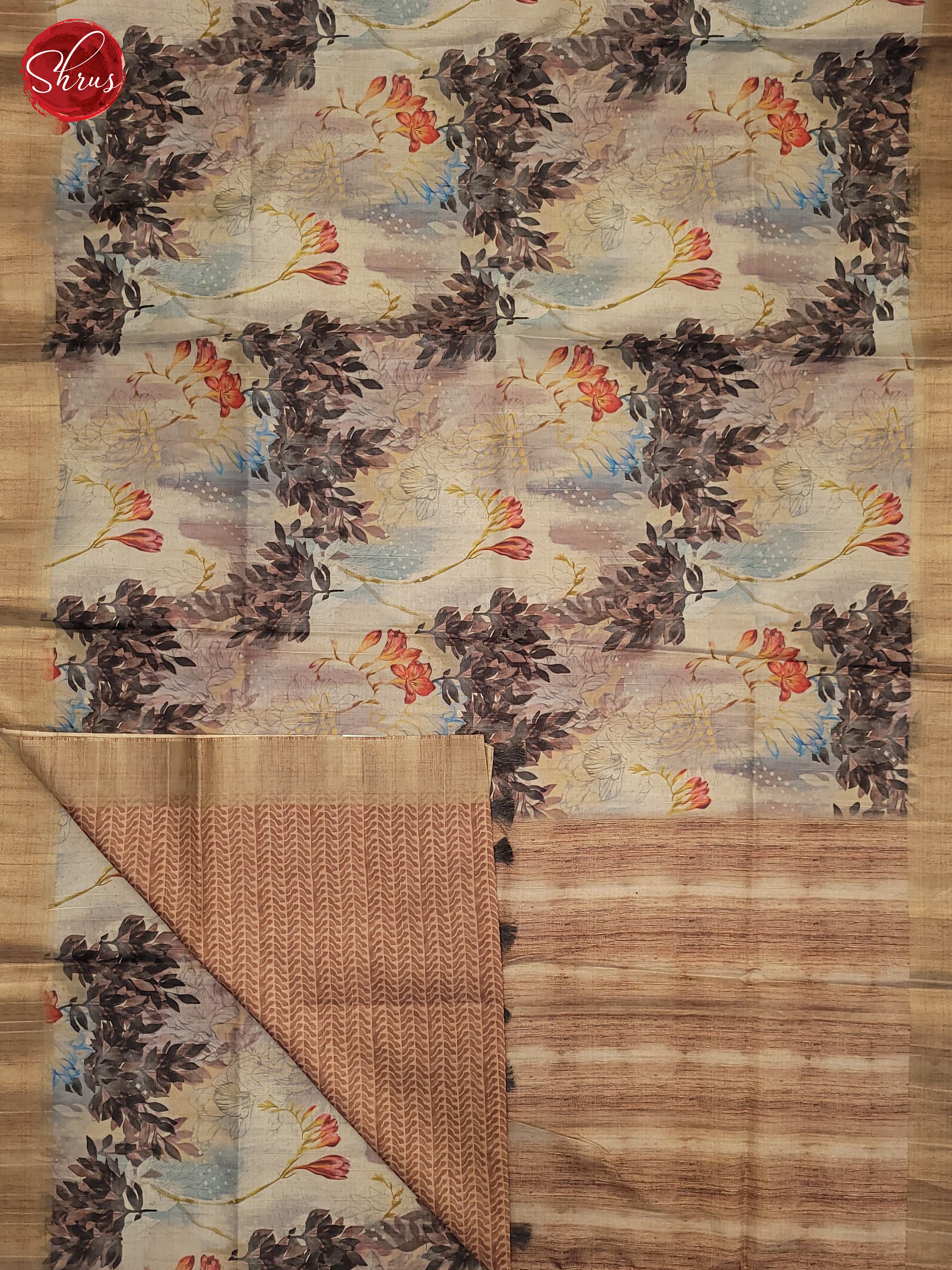 grey & Beige - Semi Tussar Saree - Shop on ShrusEternity.com