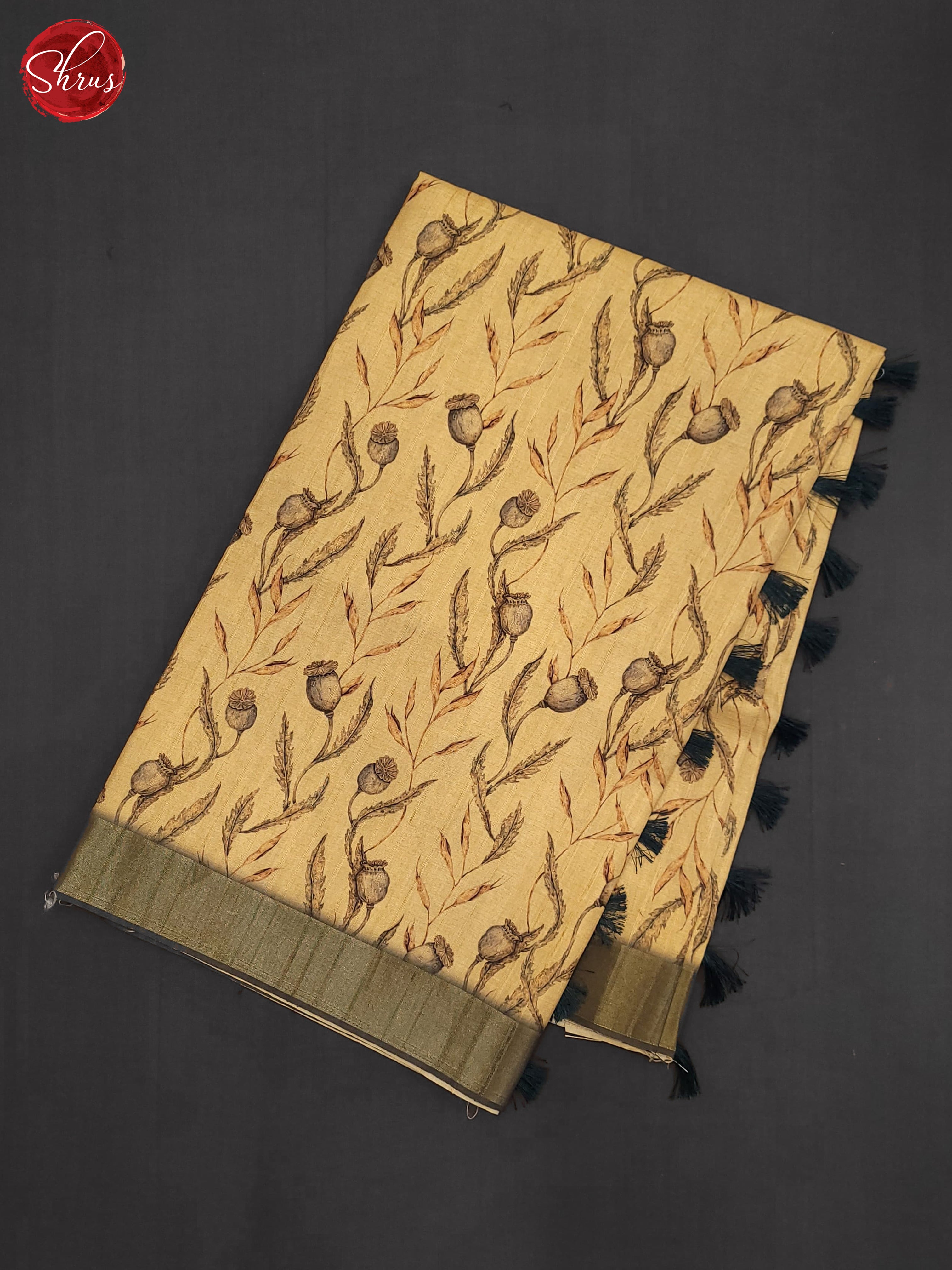 Biscuit & Black- Semi Tussar Saree - Shop on ShrusEternity.com