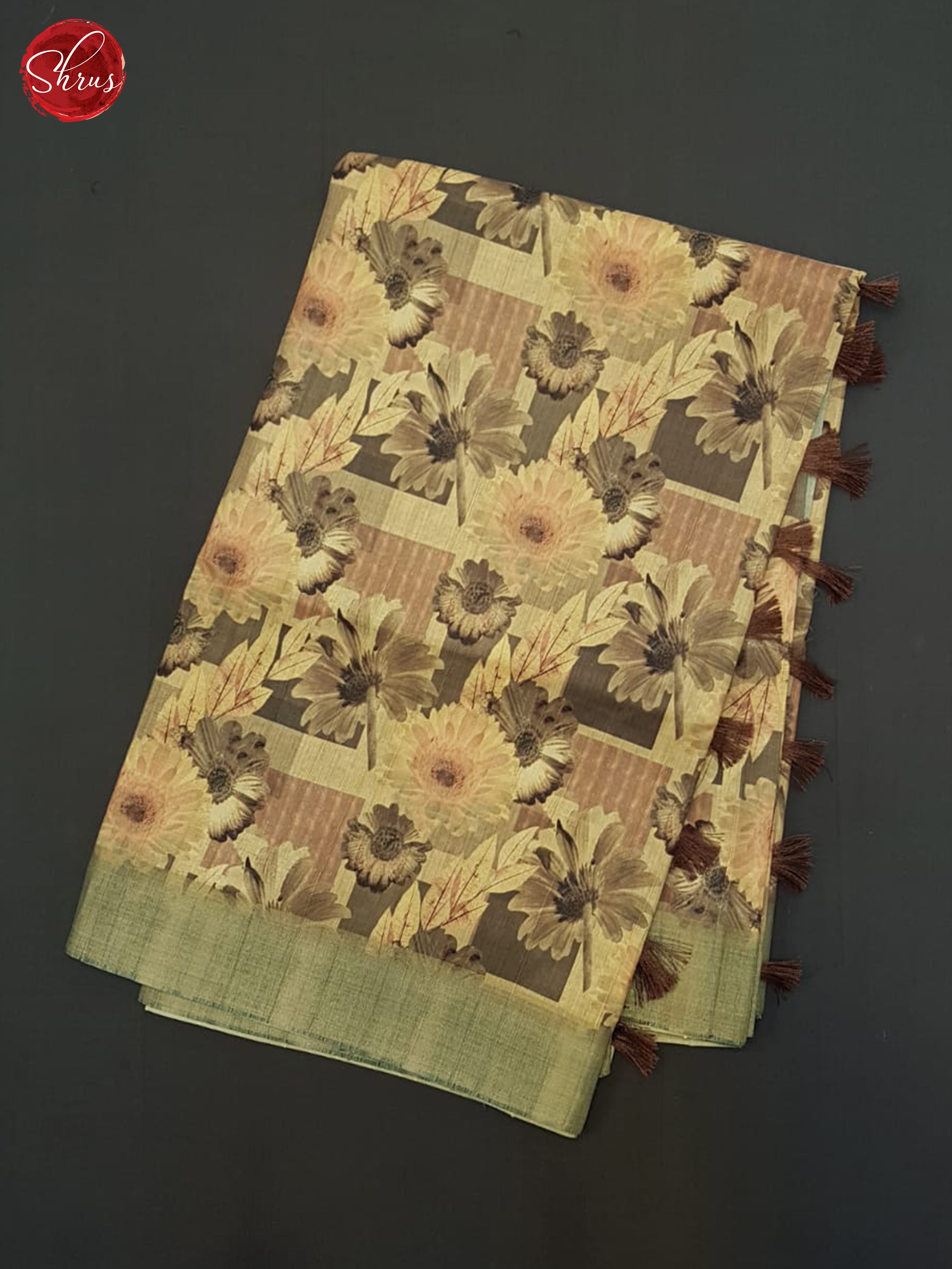 Beige & Green - Semi Tussar Saree - Shop on ShrusEternity.com