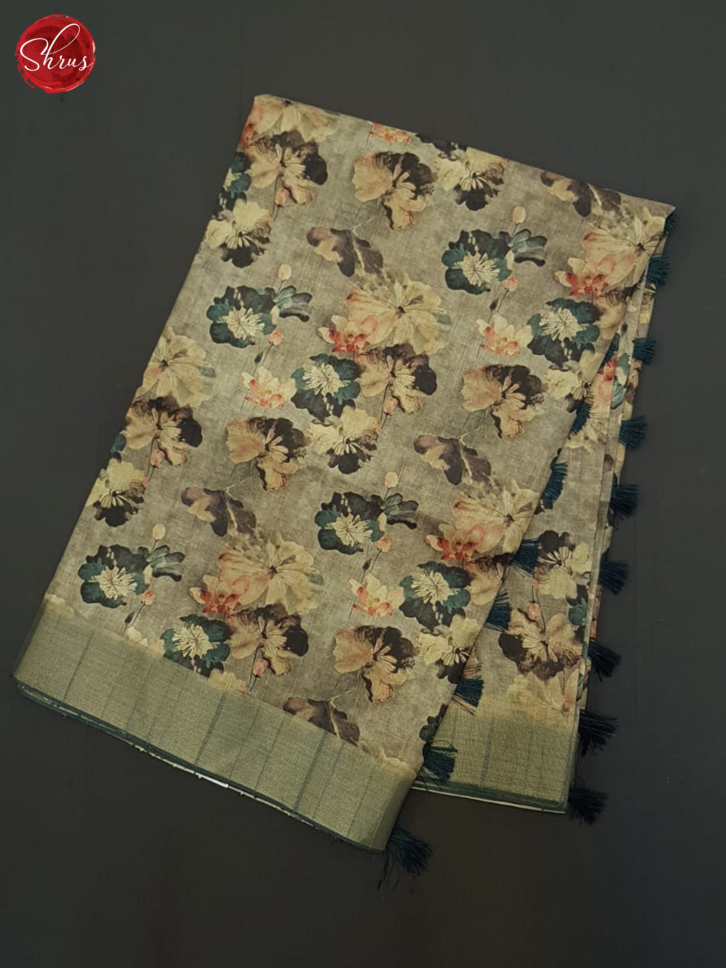 Grey & Blue- Semi Tussar Saree - Shop on ShrusEternity.com