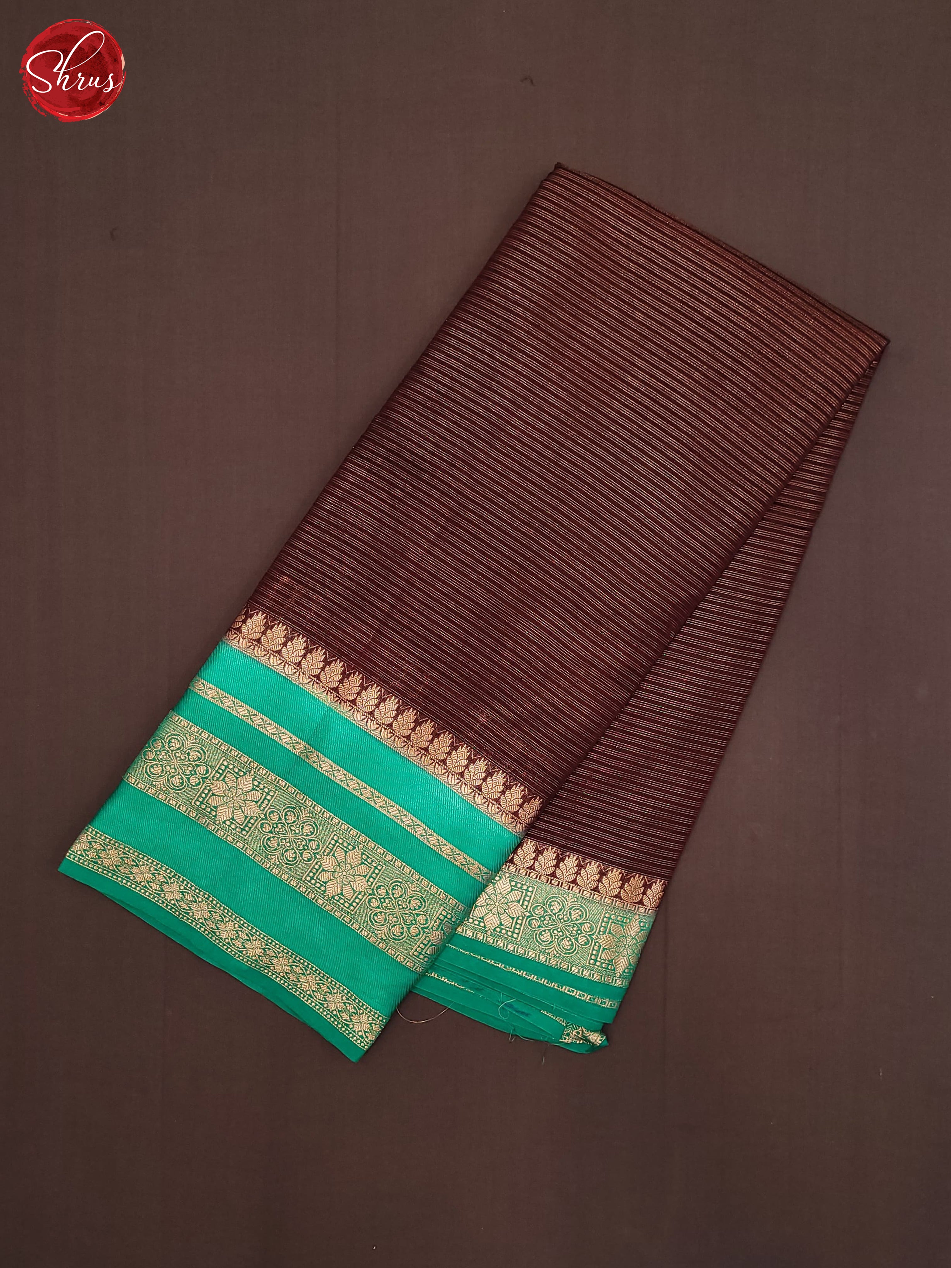 Brown & Green - Semi Dupion Saree - Shop on ShrusEternity.com