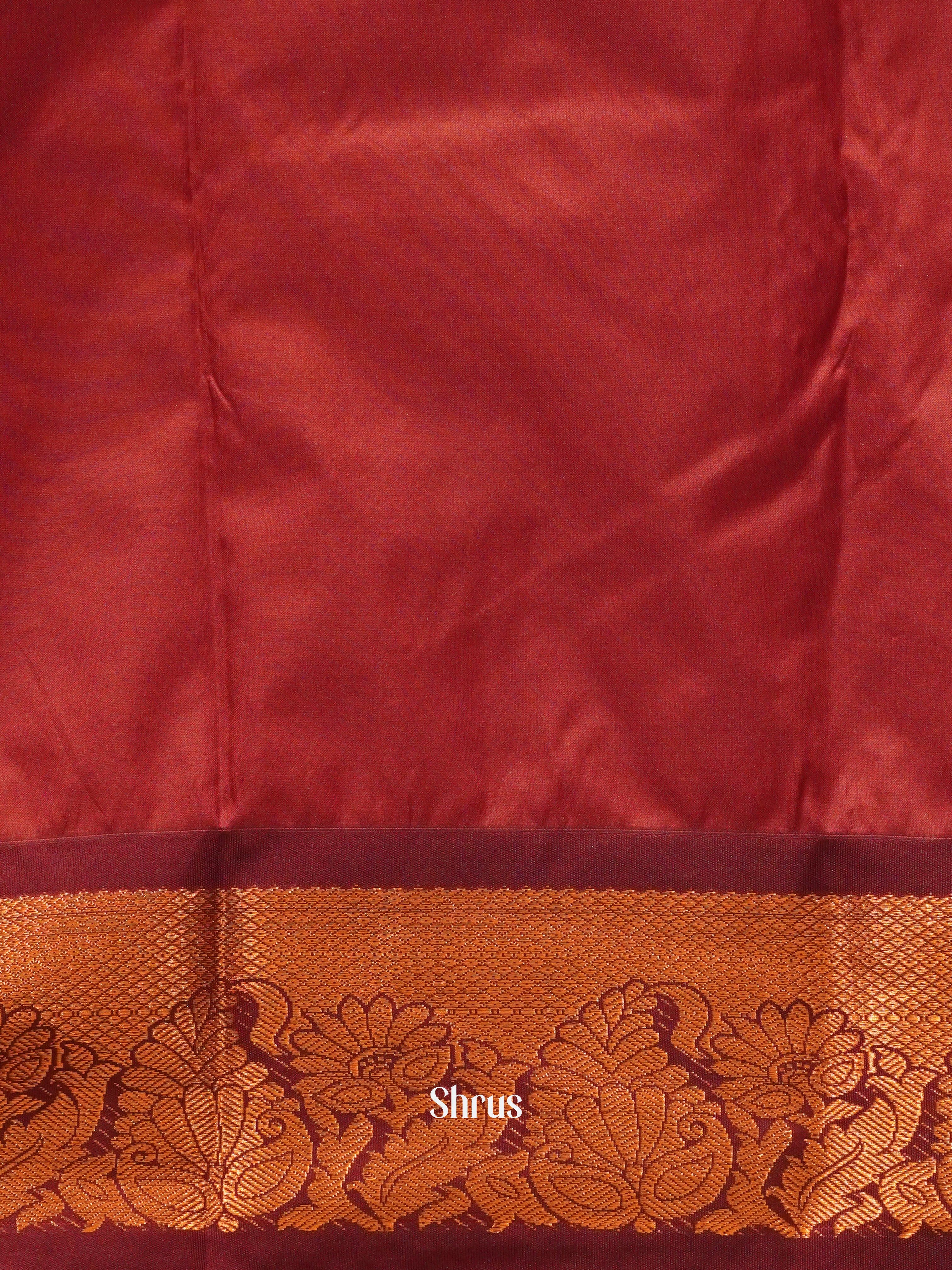 Cream & Maroon- Semi Kanchipuram Saree - Shop on ShrusEternity.com