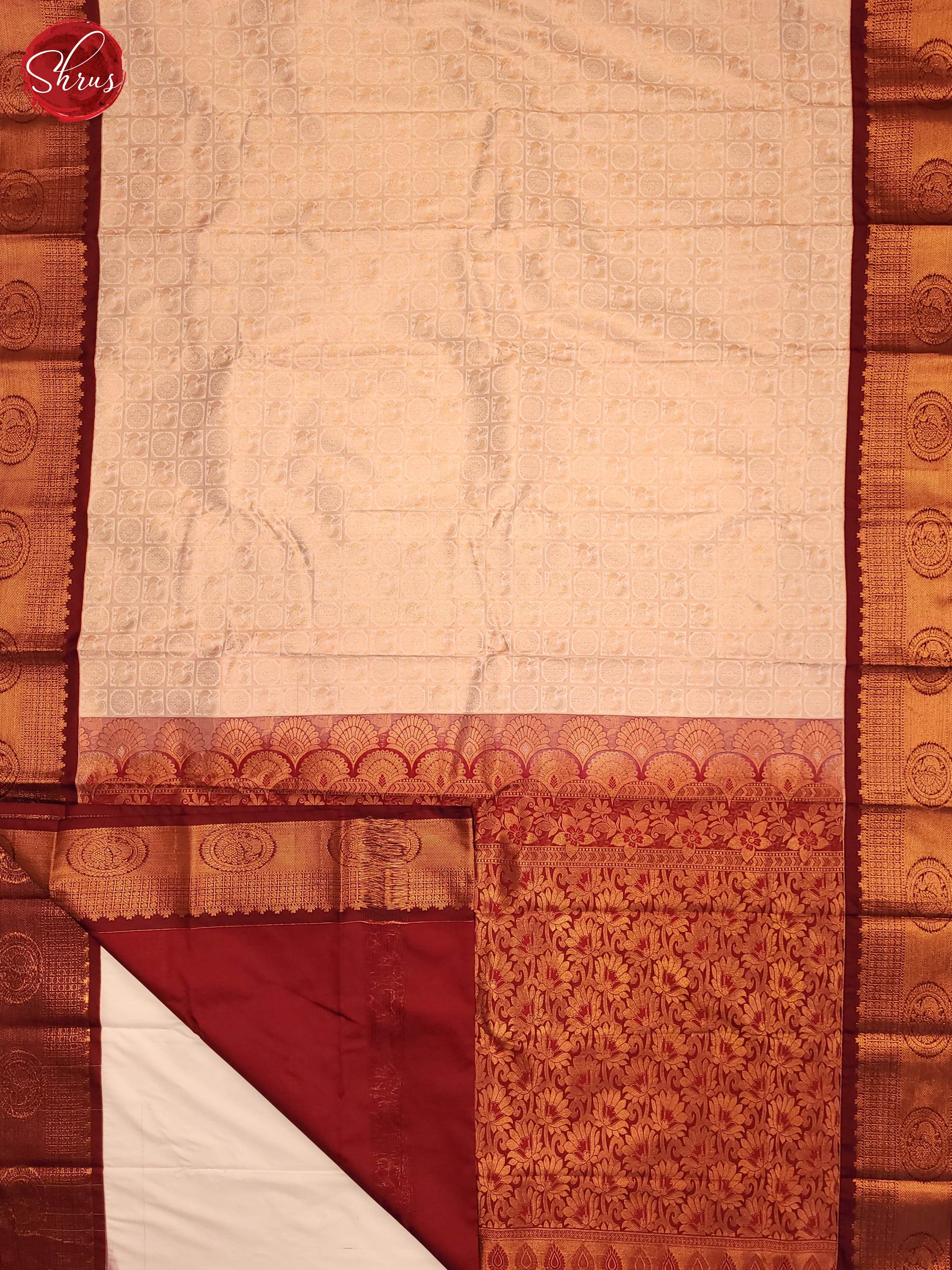 Peach & Maroon - Semi Kanchipuram Saree - Shop on ShrusEternity.com