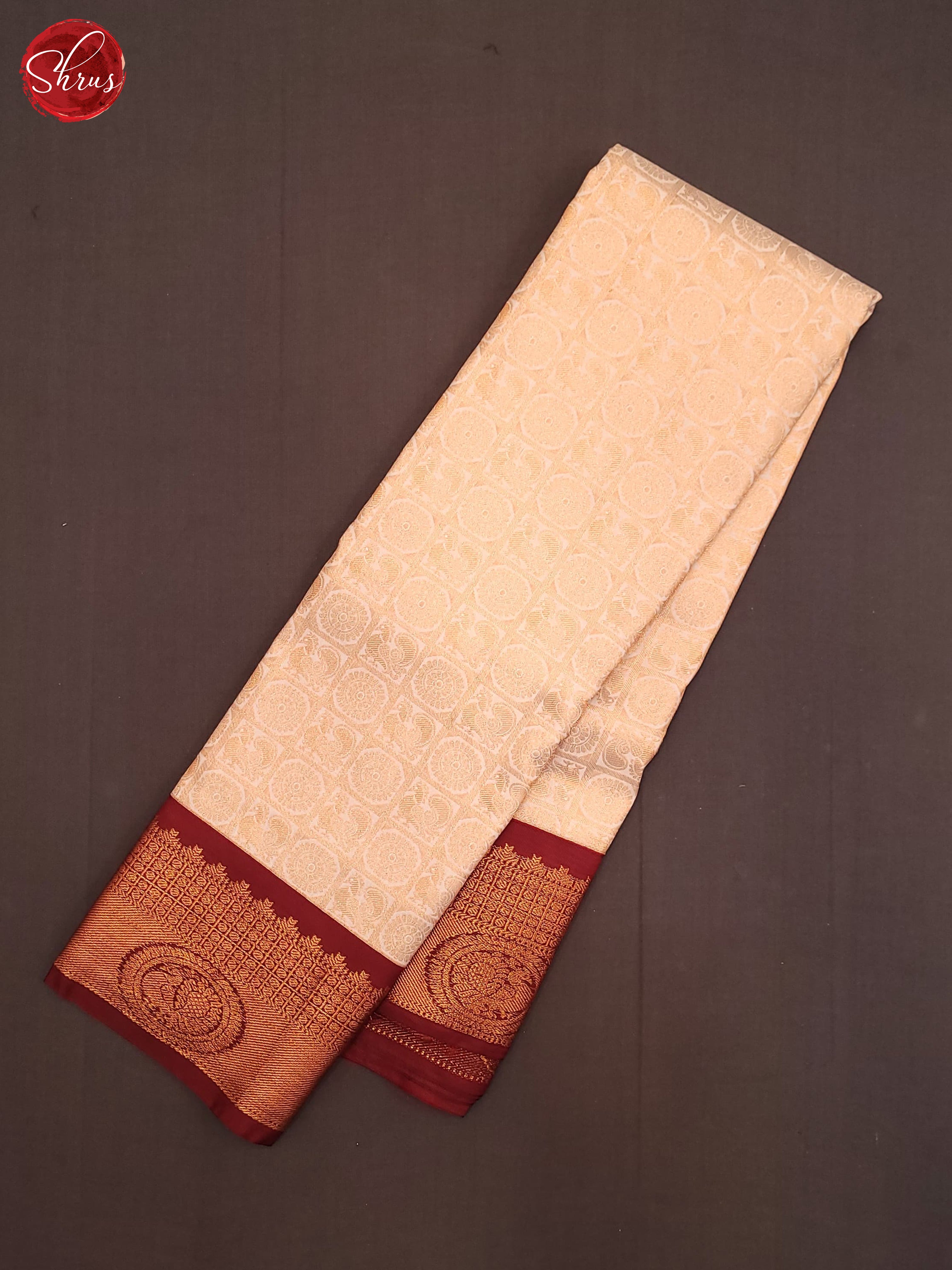 Peach & Maroon - Semi Kanchipuram Saree - Shop on ShrusEternity.com