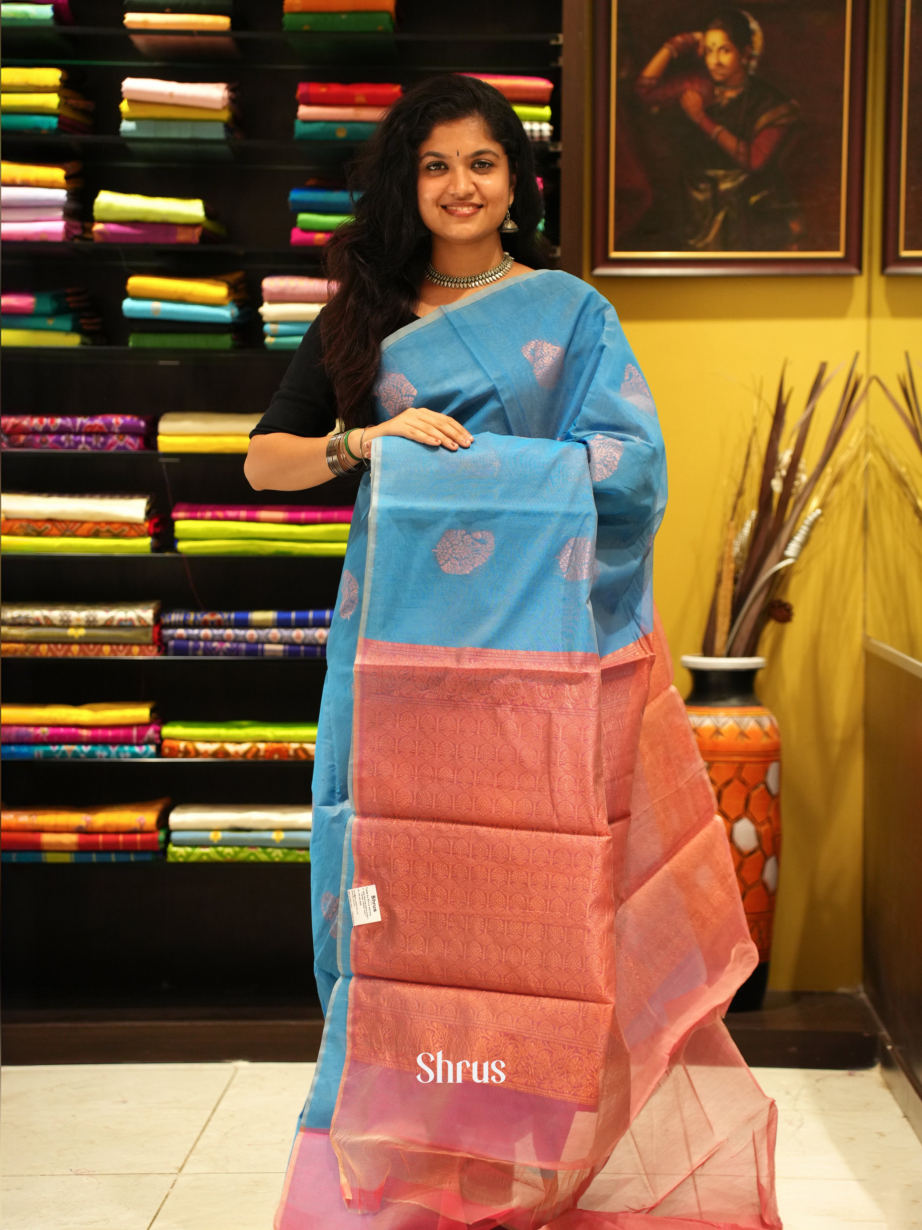 Blue & Onion Pink- Semi Silkcotton - Shop on ShrusEternity.com