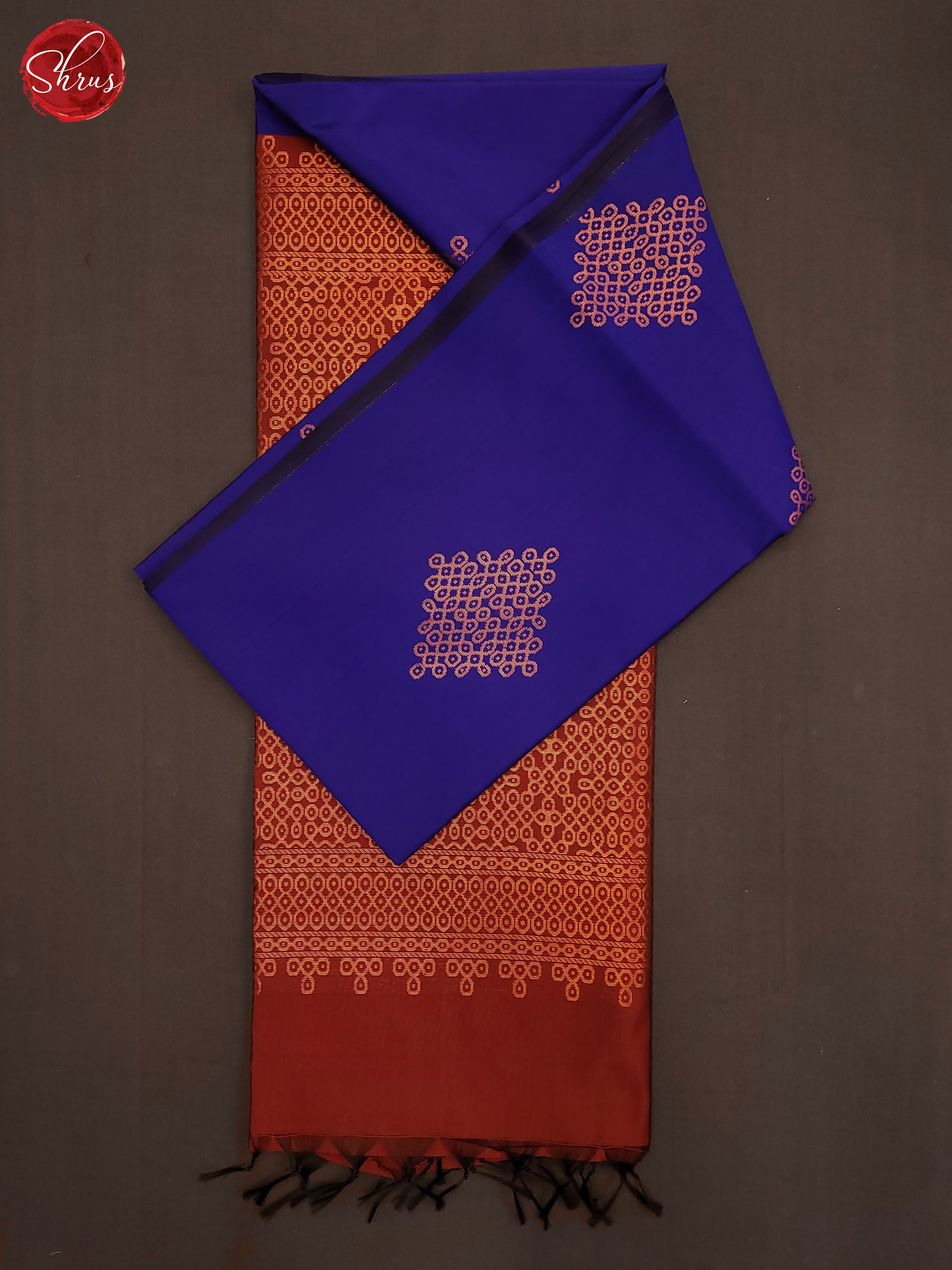 Blue & Maroon - Semi Softsilk Saree - Shop on ShrusEternity.com