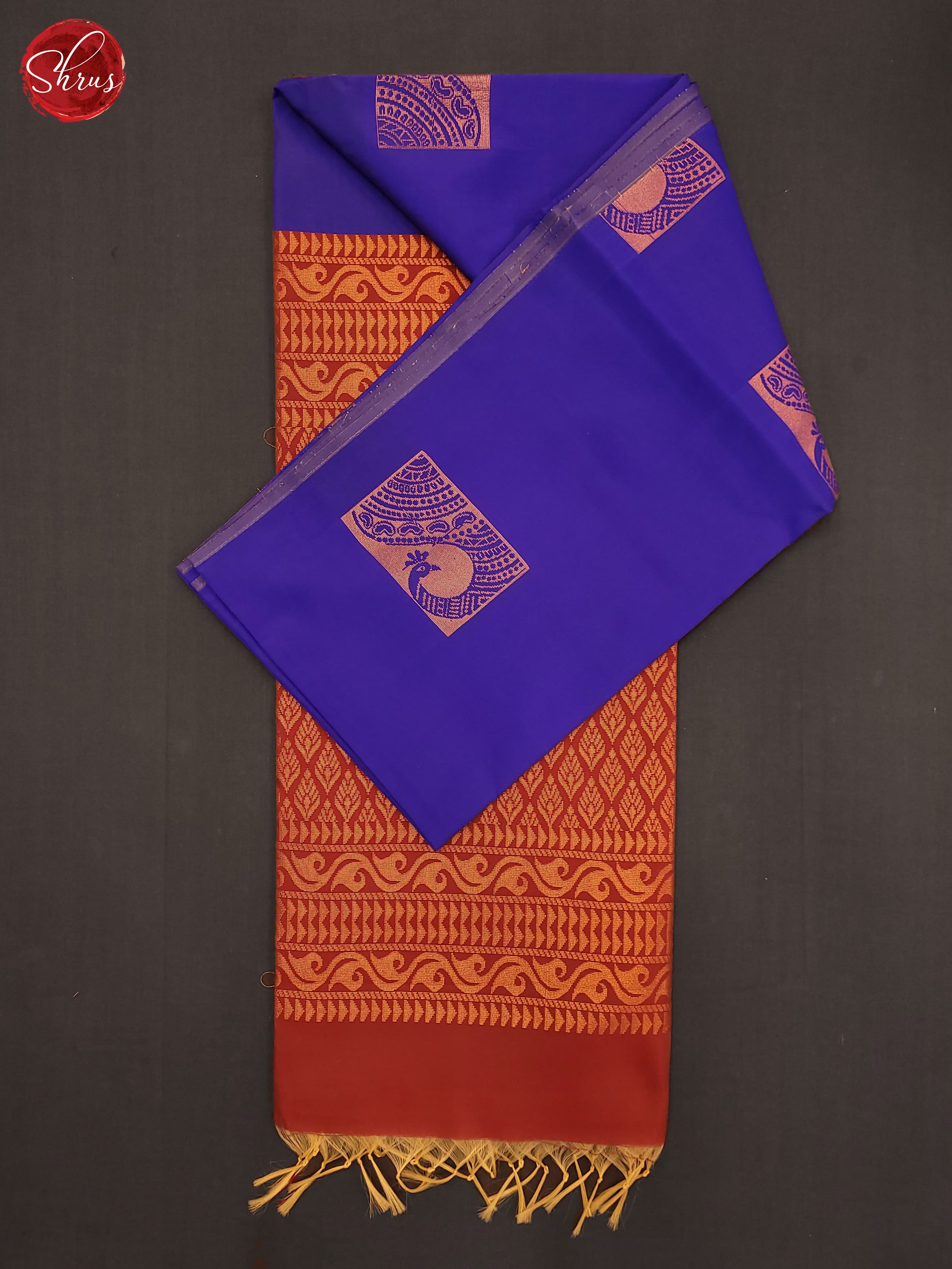 Blue & Red - Semi Softsilk Saree - Shop on ShrusEternity.com