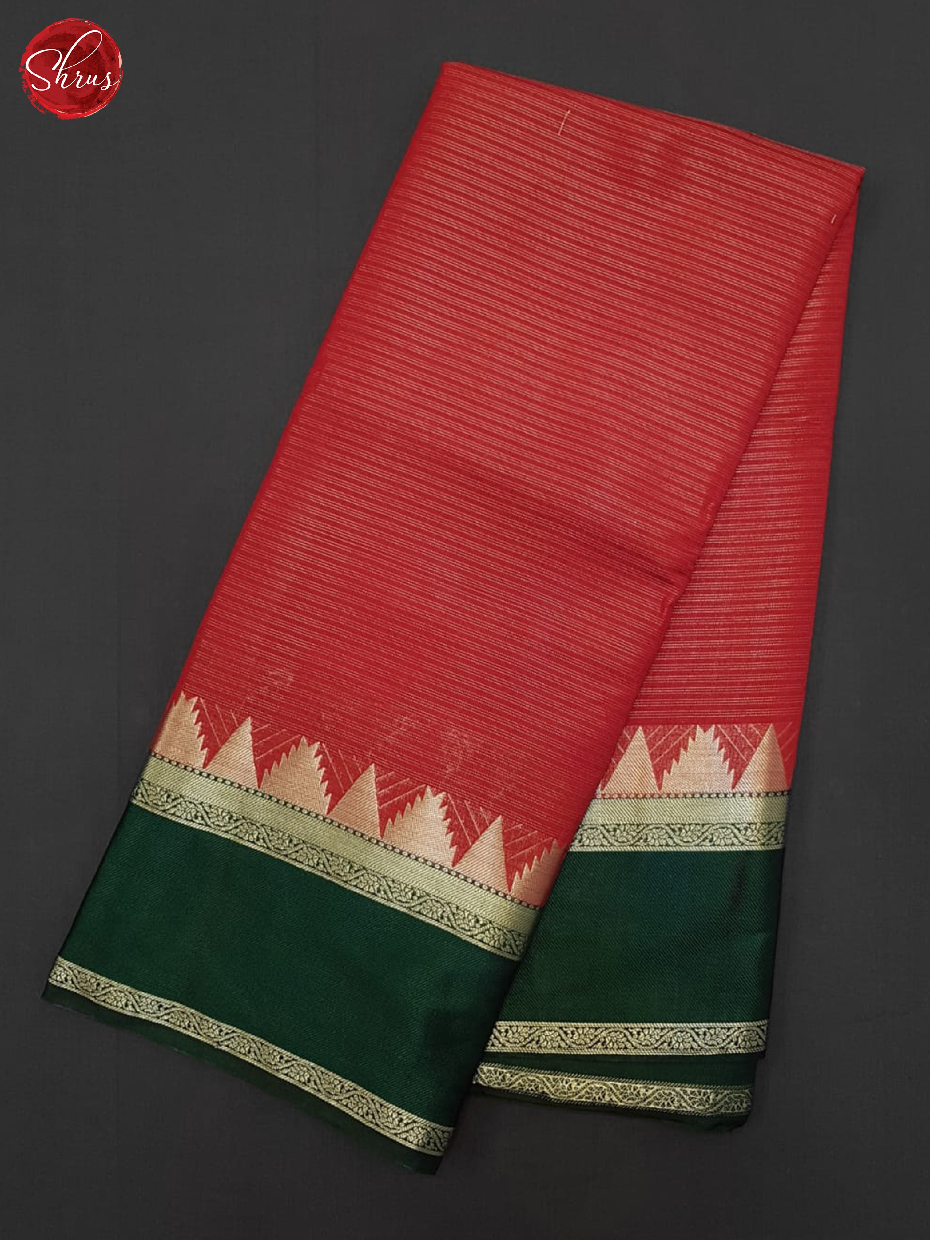 Red & Green - Semi Dupion Saree - Shop on ShrusEternity.com