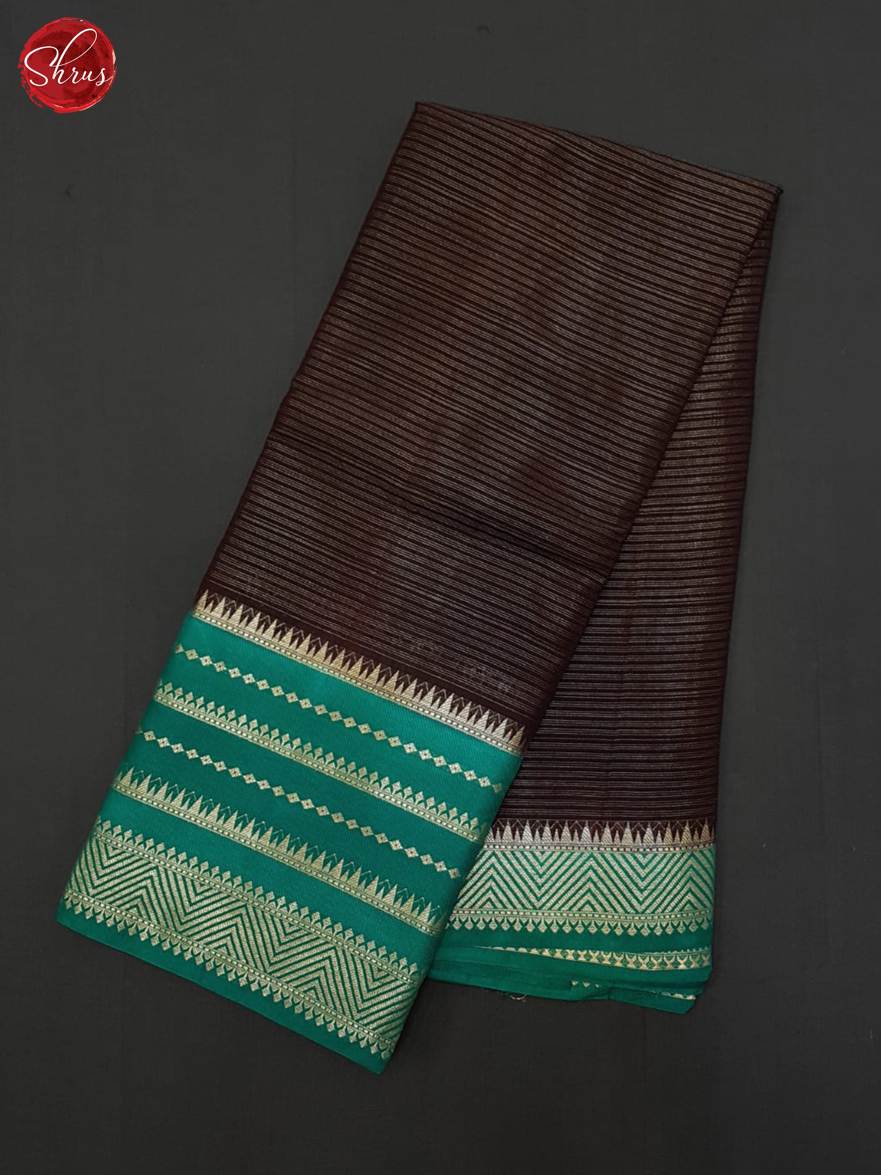 Brown & Green - Semi Dupion Saree - Shop on ShrusEternity.com