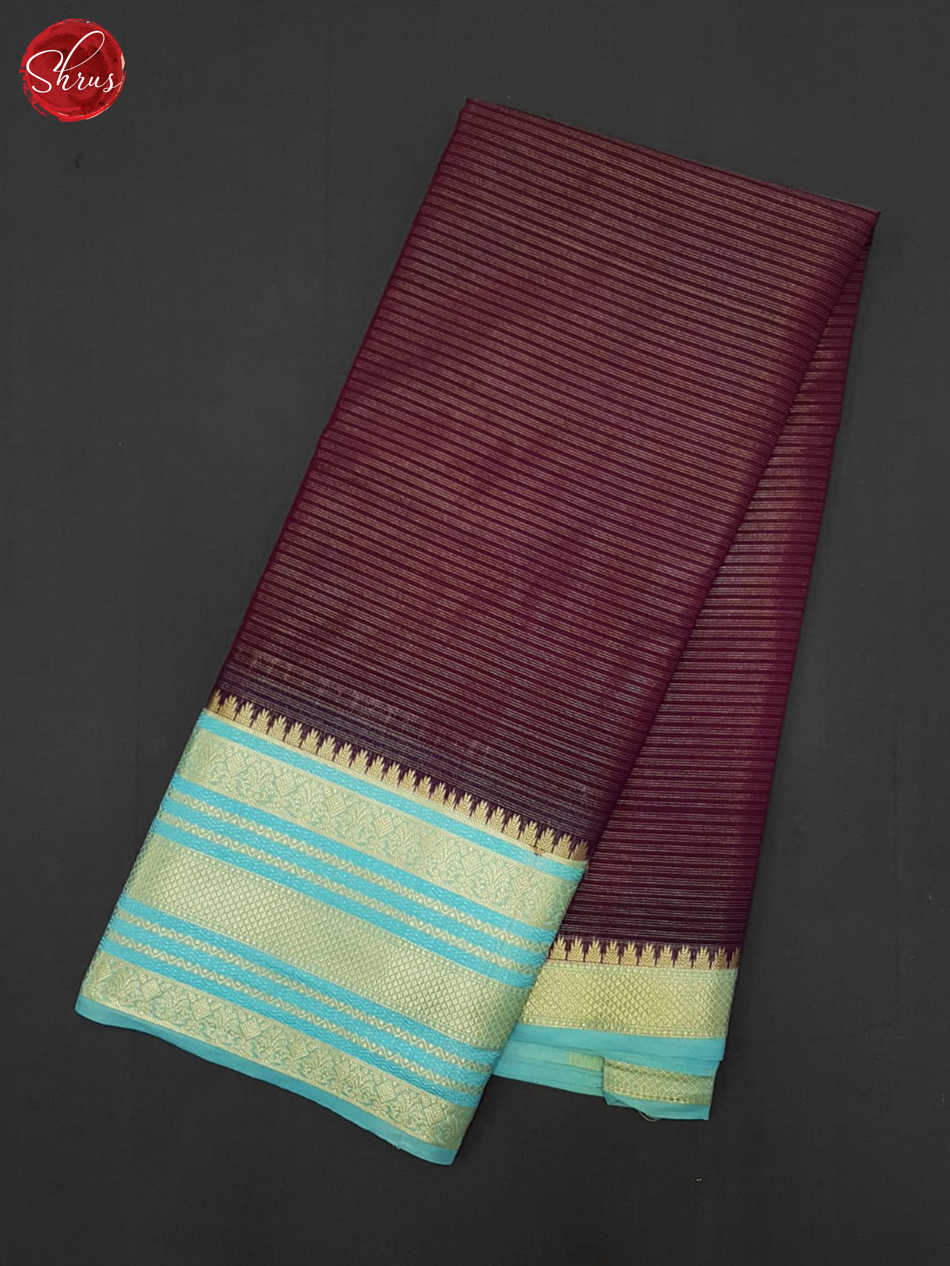 Maroon & Blue - Semi Dupion Saree - Shop on ShrusEternity.com
