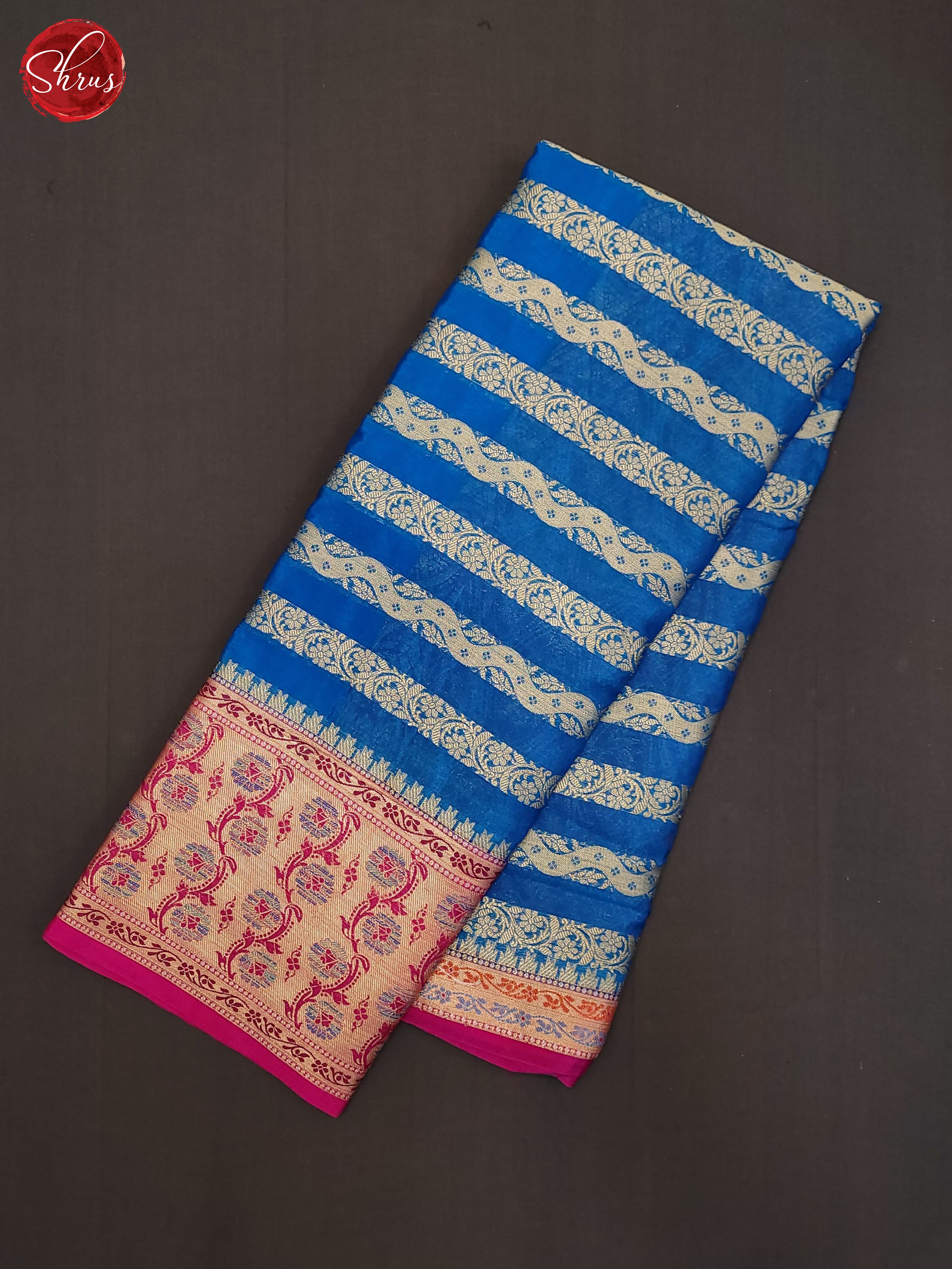 Blue & Pink - Semi Dupion Saree - Shop on ShrusEternity.com