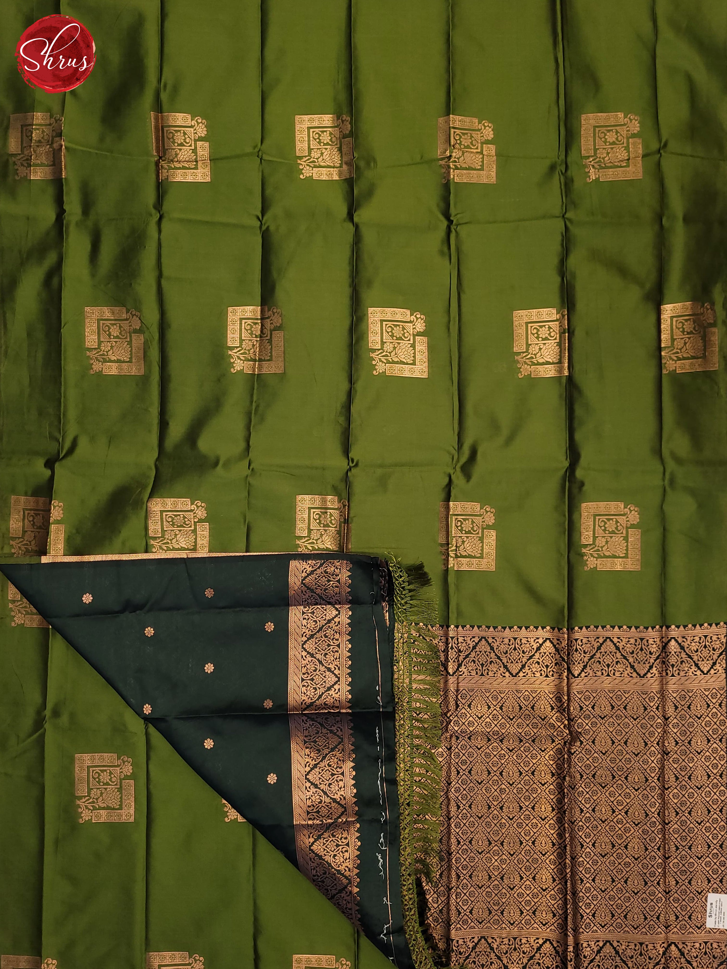 Mehandi Green & Green - Semi Softsilk Saree - Shop on ShrusEternity.com