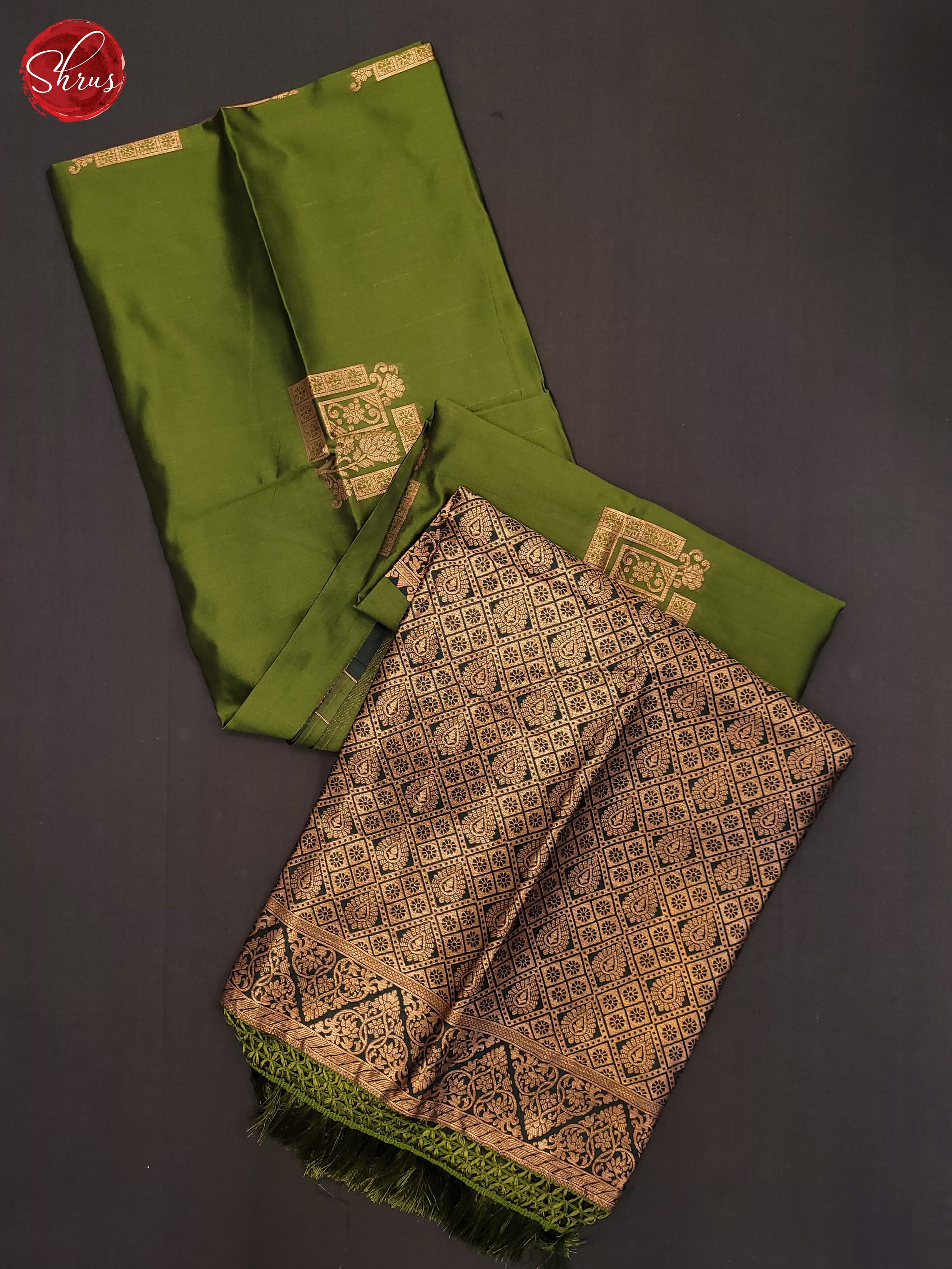 Mehandi Green & Green - Semi Softsilk Saree - Shop on ShrusEternity.com