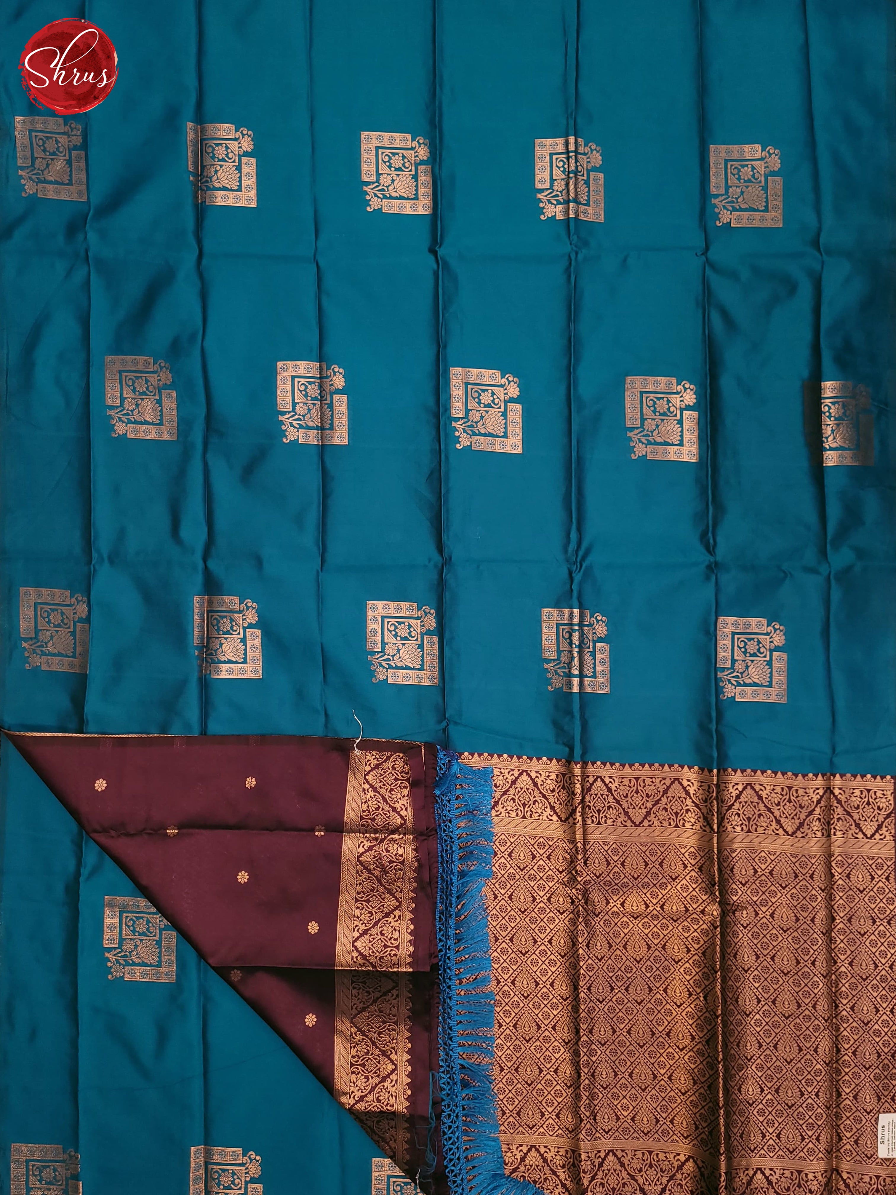 Blue & Maroon - Semi Softsilk Saree - Shop on ShrusEternity.com