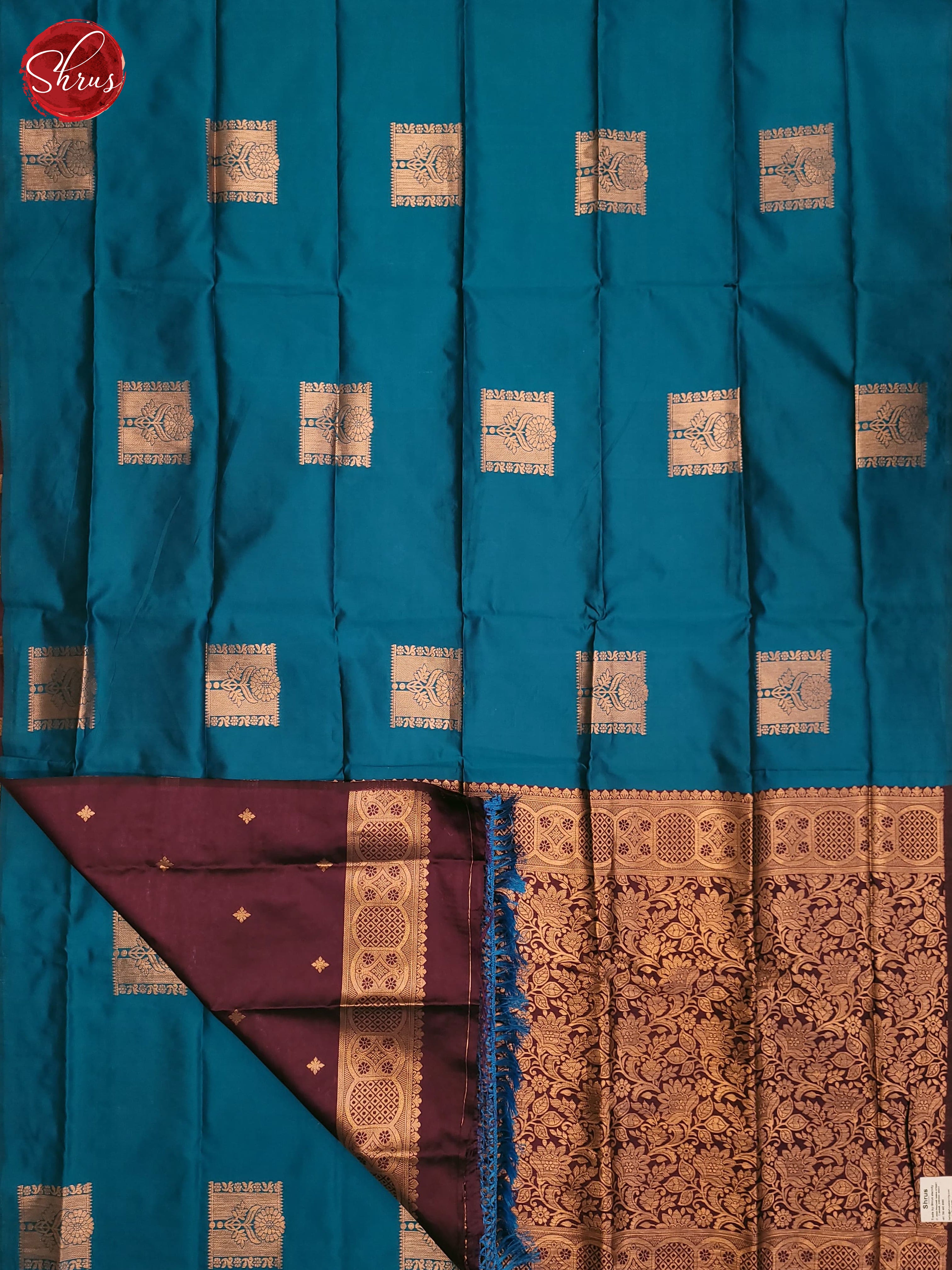 Blue & Maroon - Semi Softsilk Saree - Shop on ShrusEternity.com