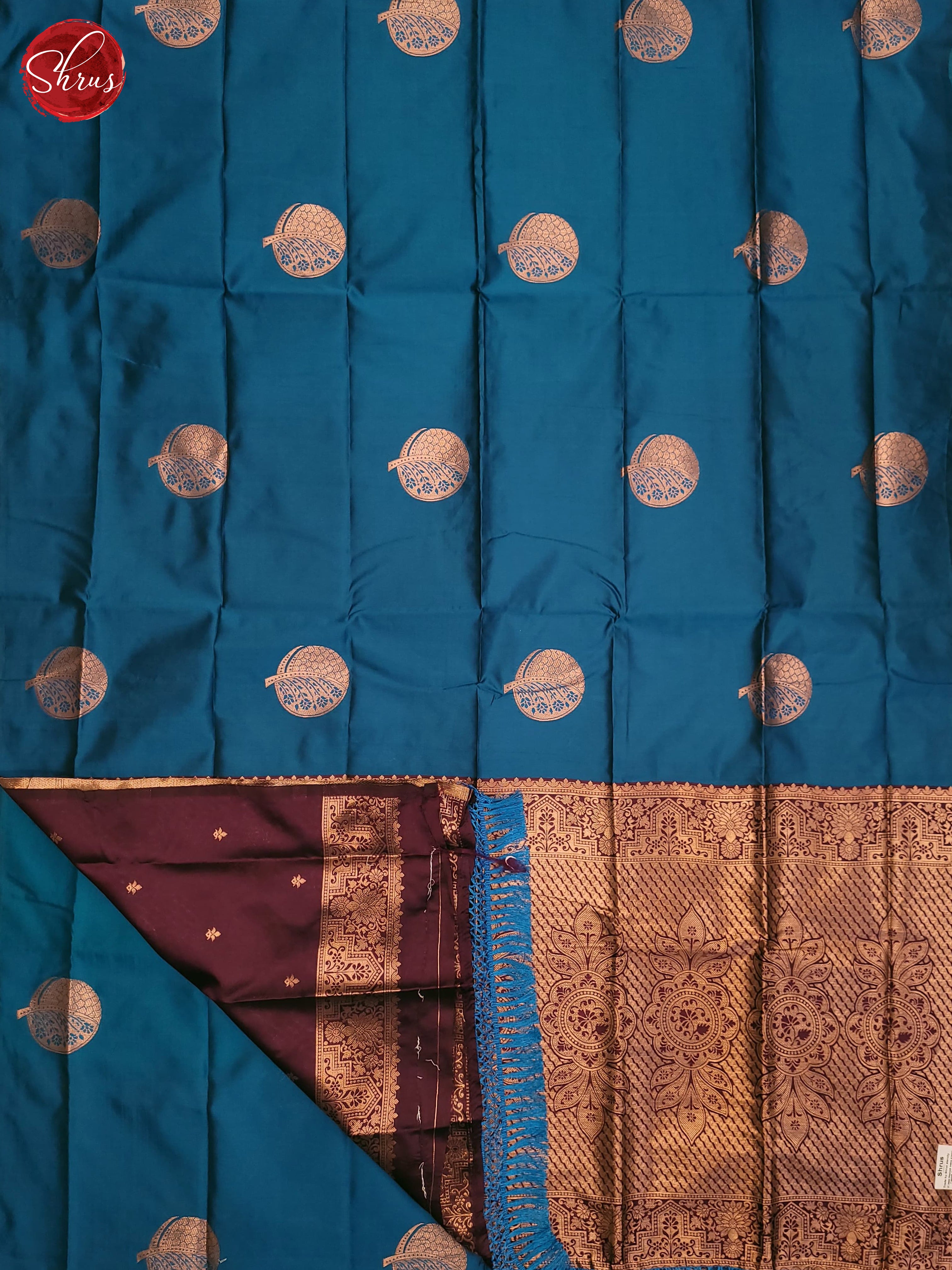 Blue & MAroon- Semi Softsilk Saree - Shop on ShrusEternity.com