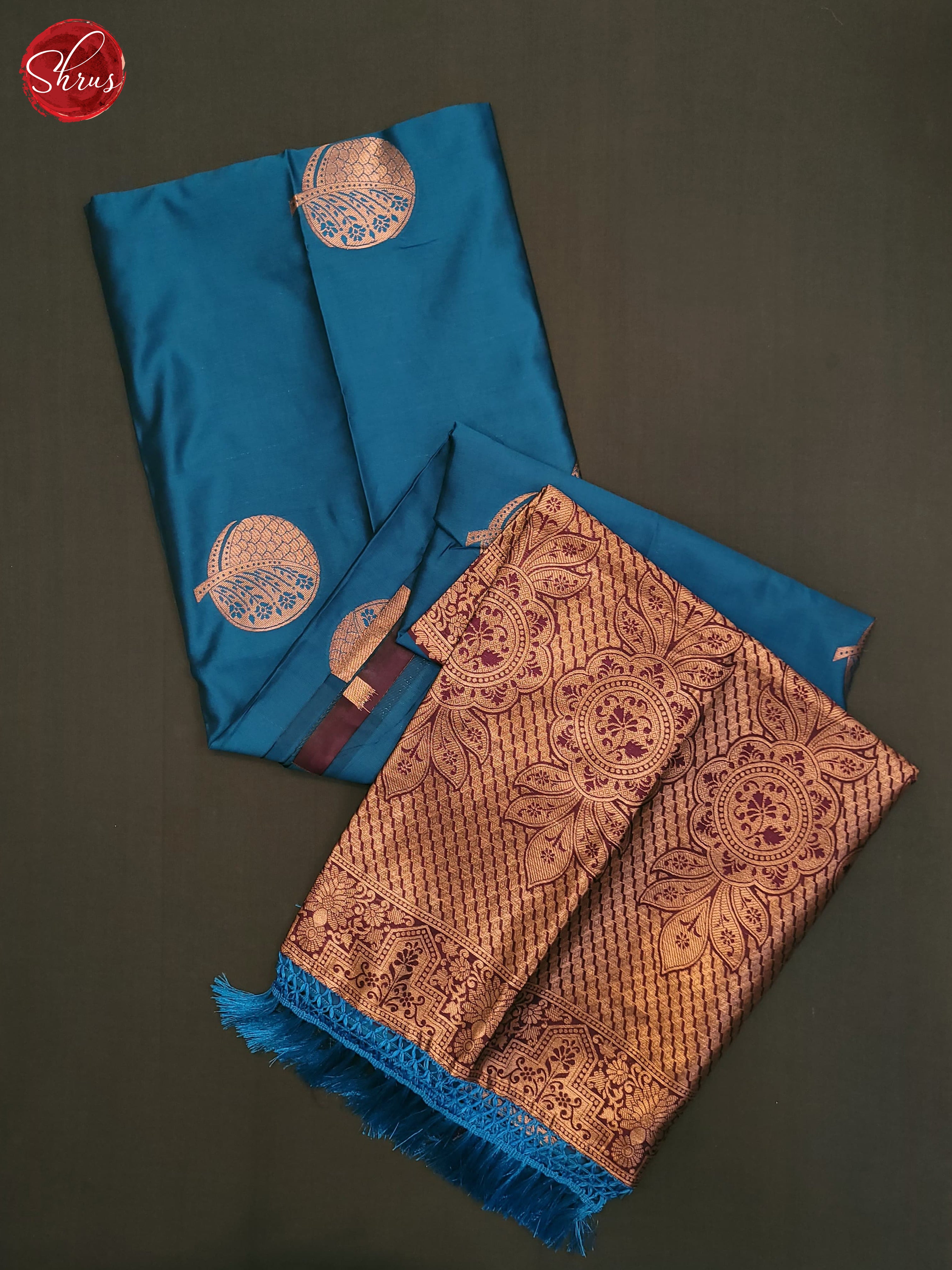 Blue & MAroon- Semi Softsilk Saree - Shop on ShrusEternity.com