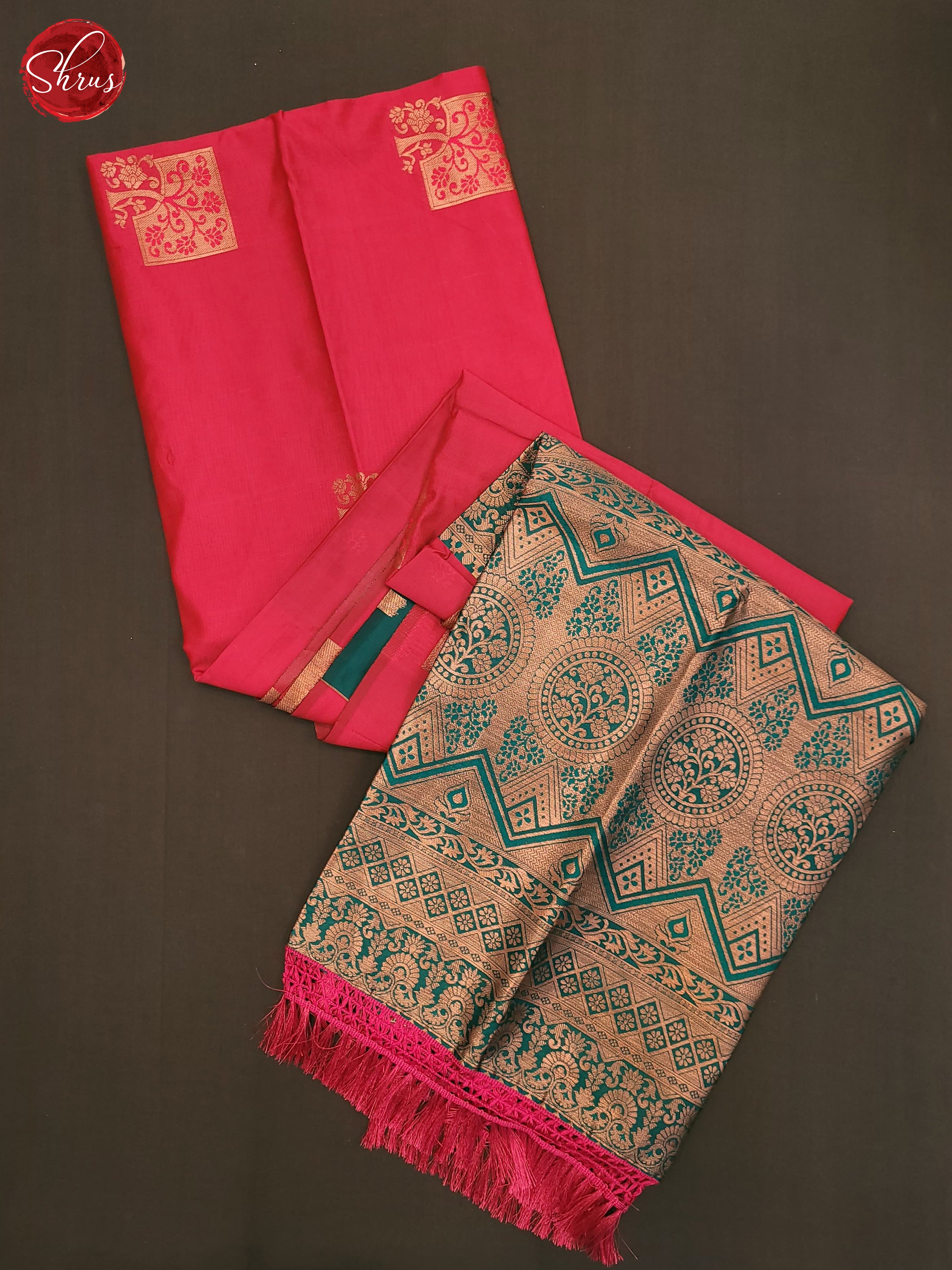 Pink & Green- Semi Softsilk Saree - Shop on ShrusEternity.com