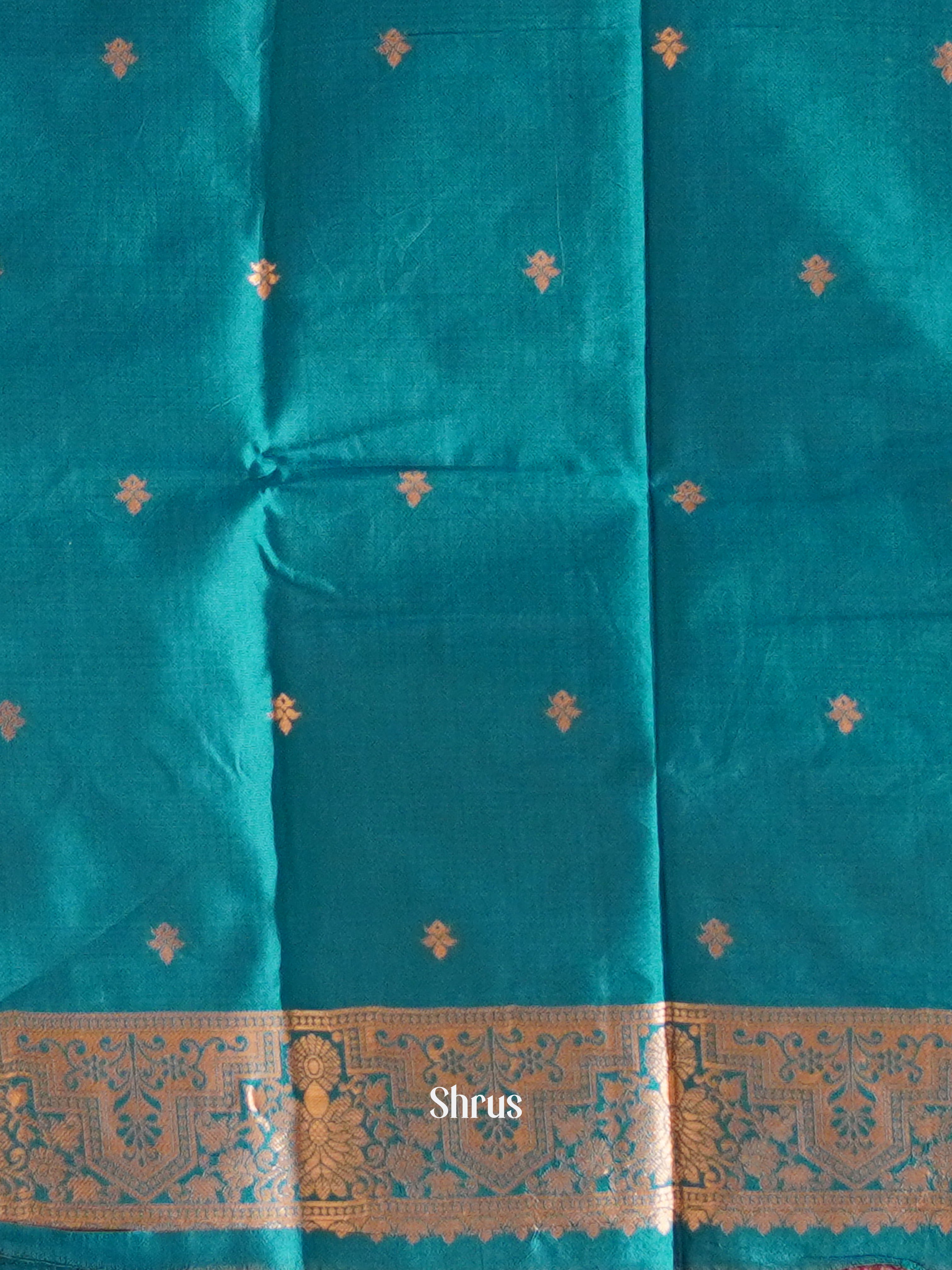 Wine & Blue - Semi Softsilk Saree - Shop on ShrusEternity.com