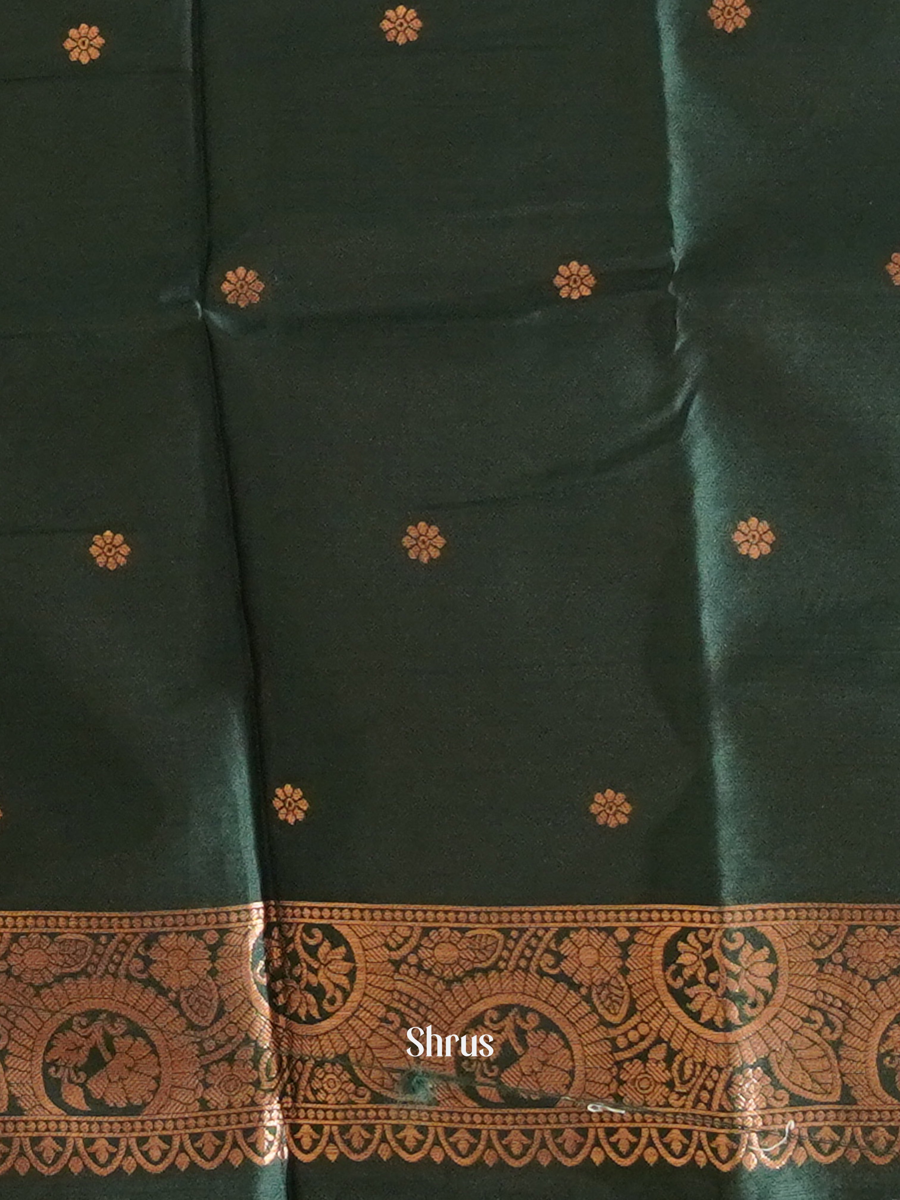 Mustard Green & Green - Semi Softsilk Saree - Shop on ShrusEternity.com