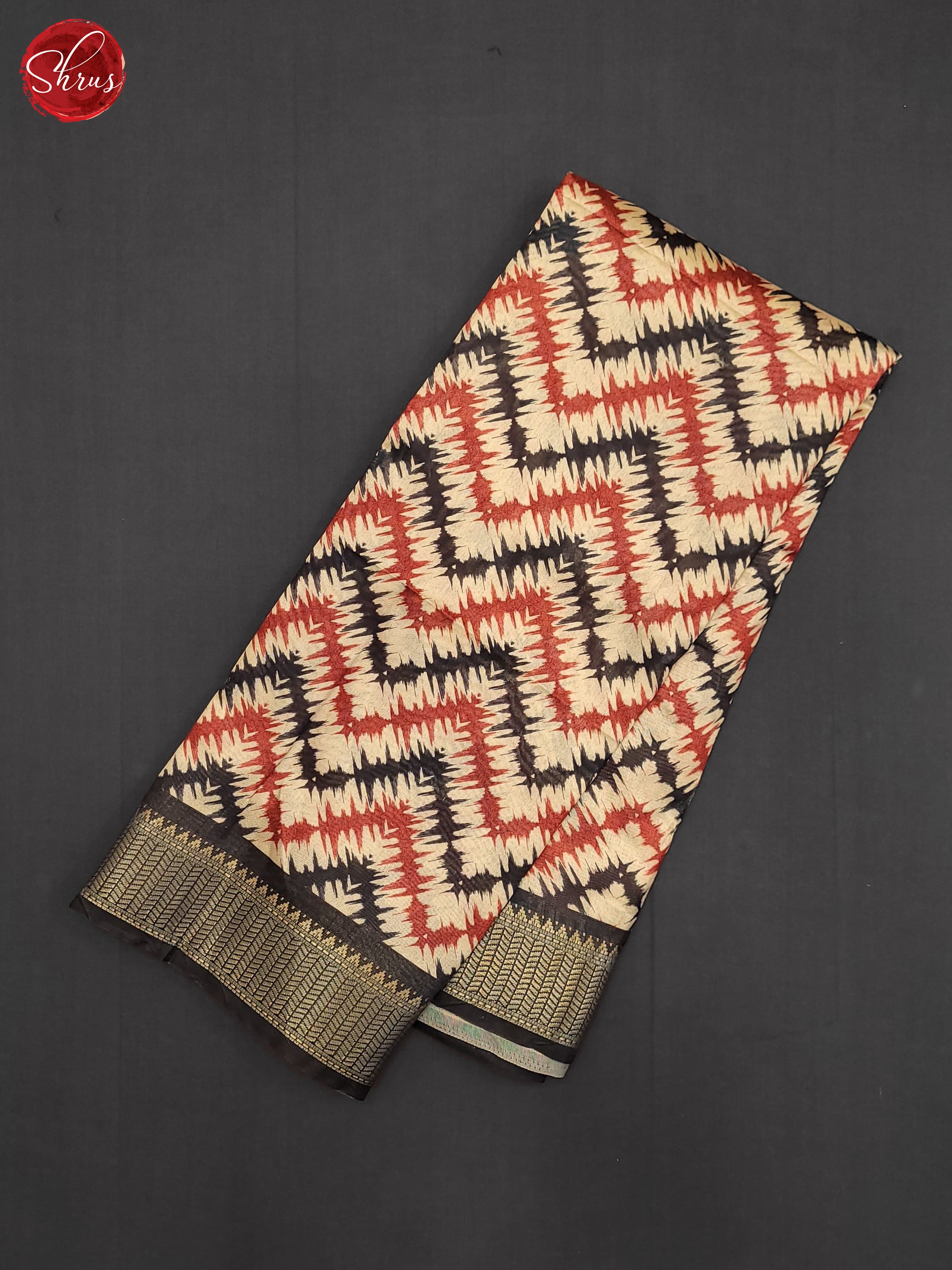 Cream & Black - Semi Matka Cotton Saree - Shop on ShrusEternity.com