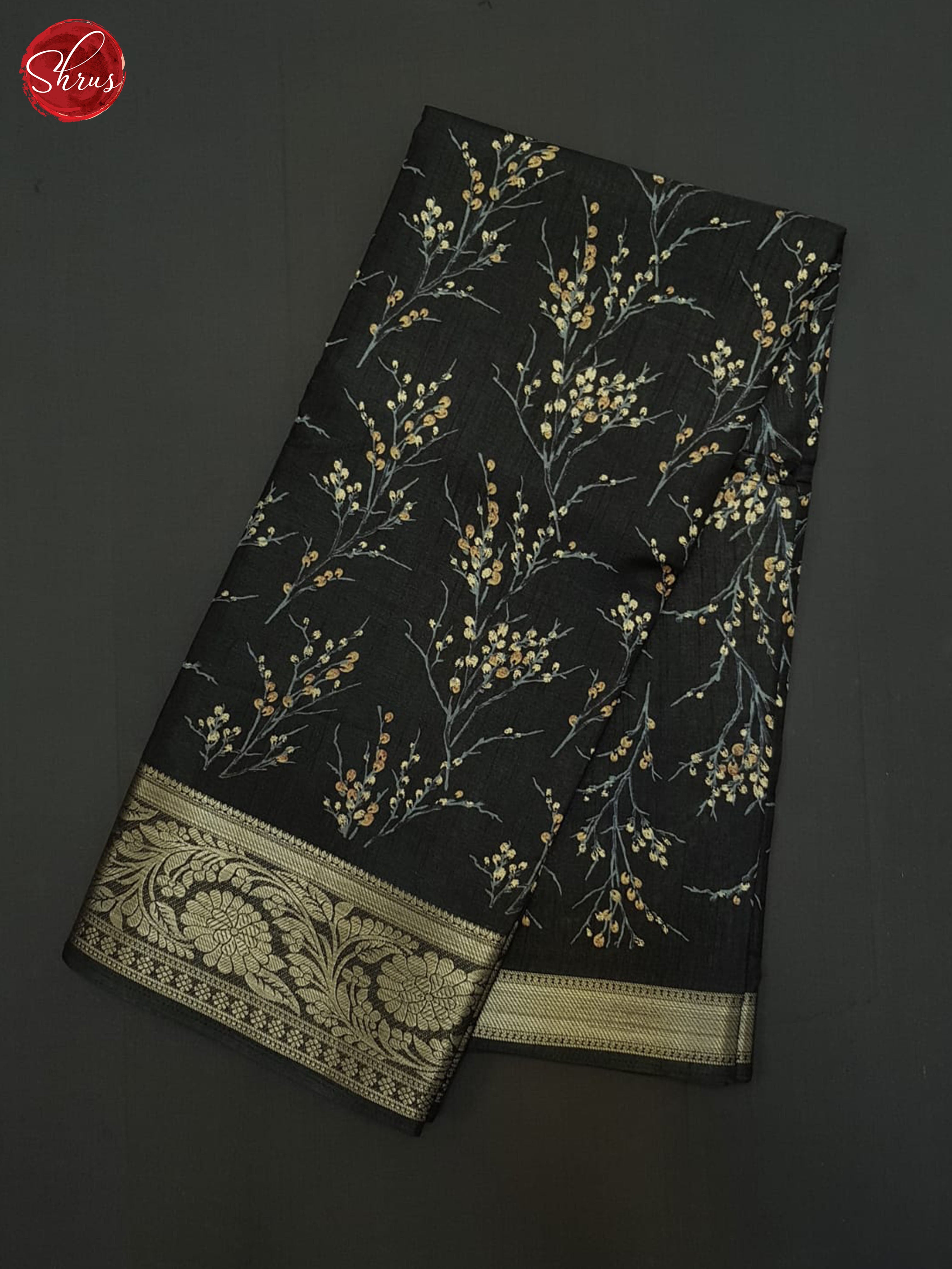 Black(Single Tone)- Semi Crepe Saree - Shop on ShrusEternity.com